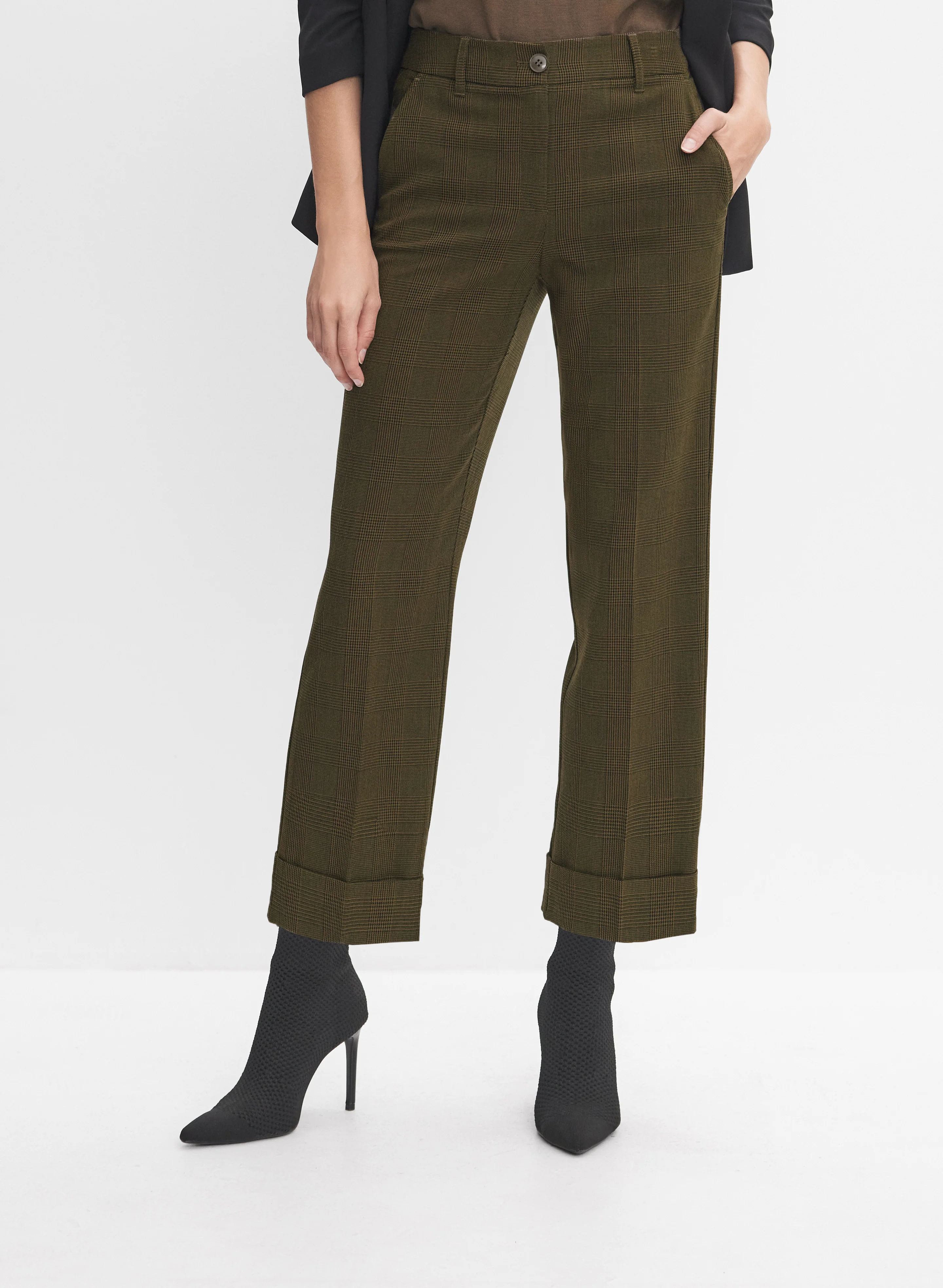 Glen Check Straight-Leg Pants