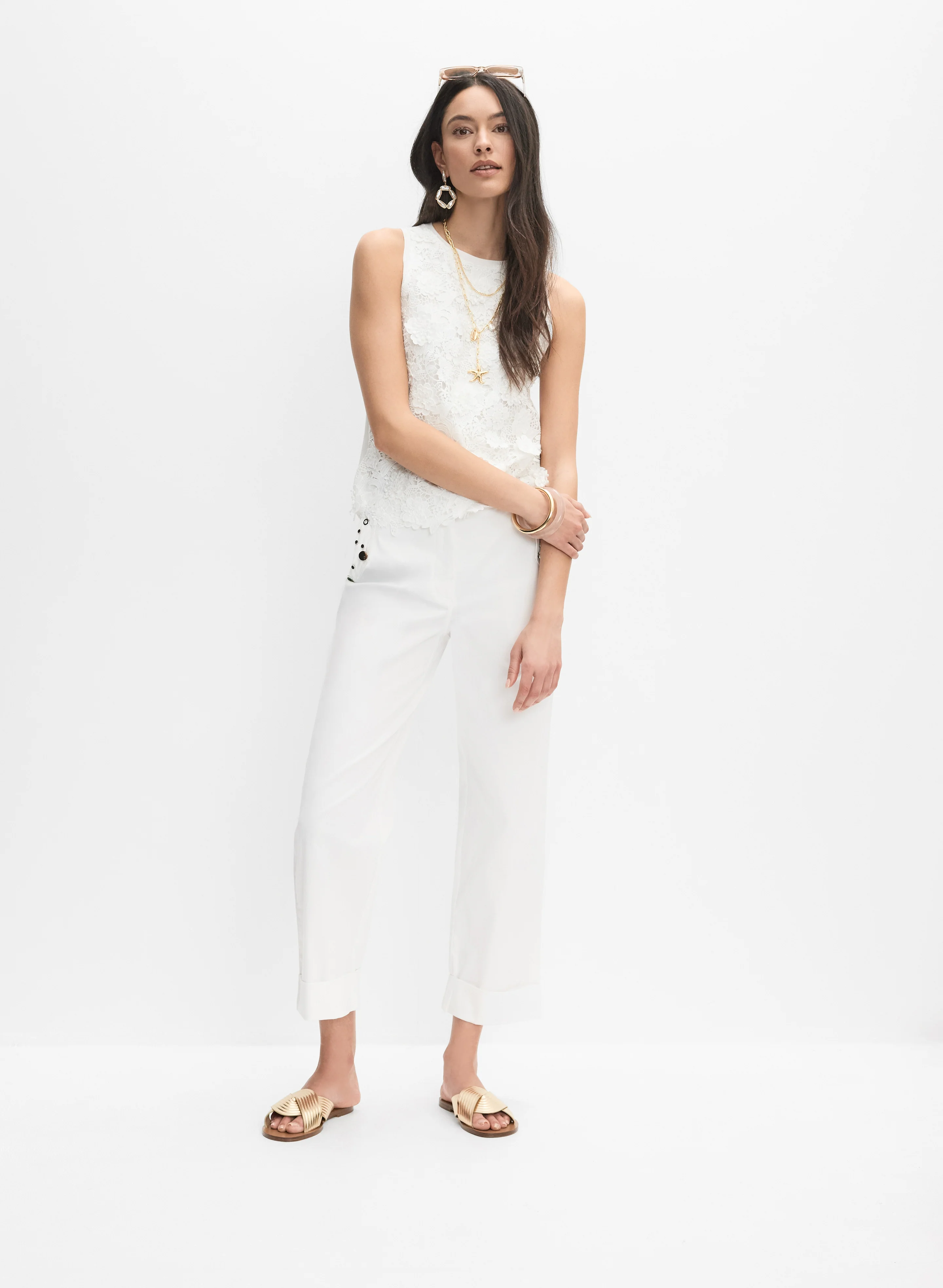 Grommet Embellished Straight-Leg Pants - Image 3