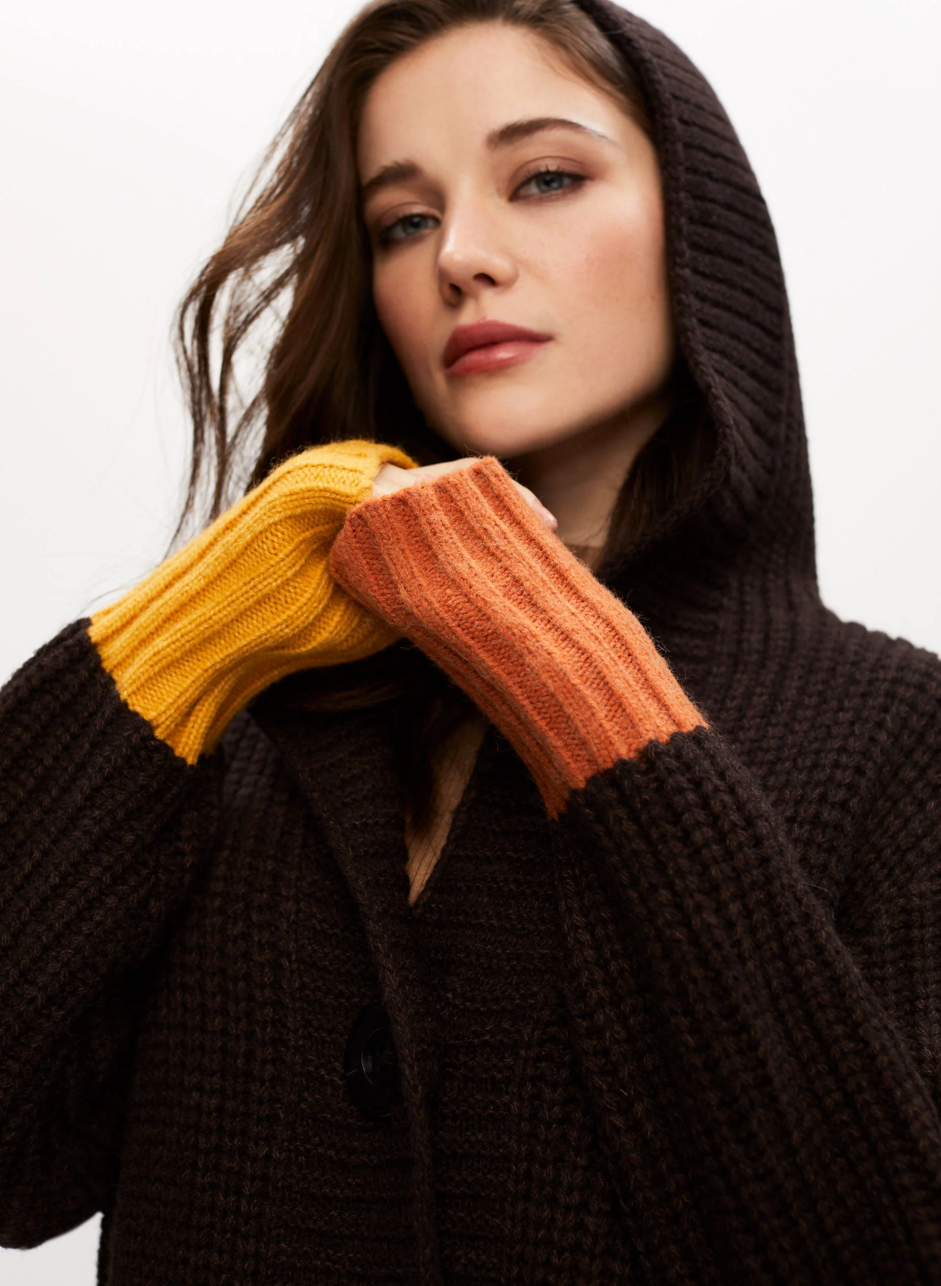 Hooded Button Detail Cardigan - Image 2