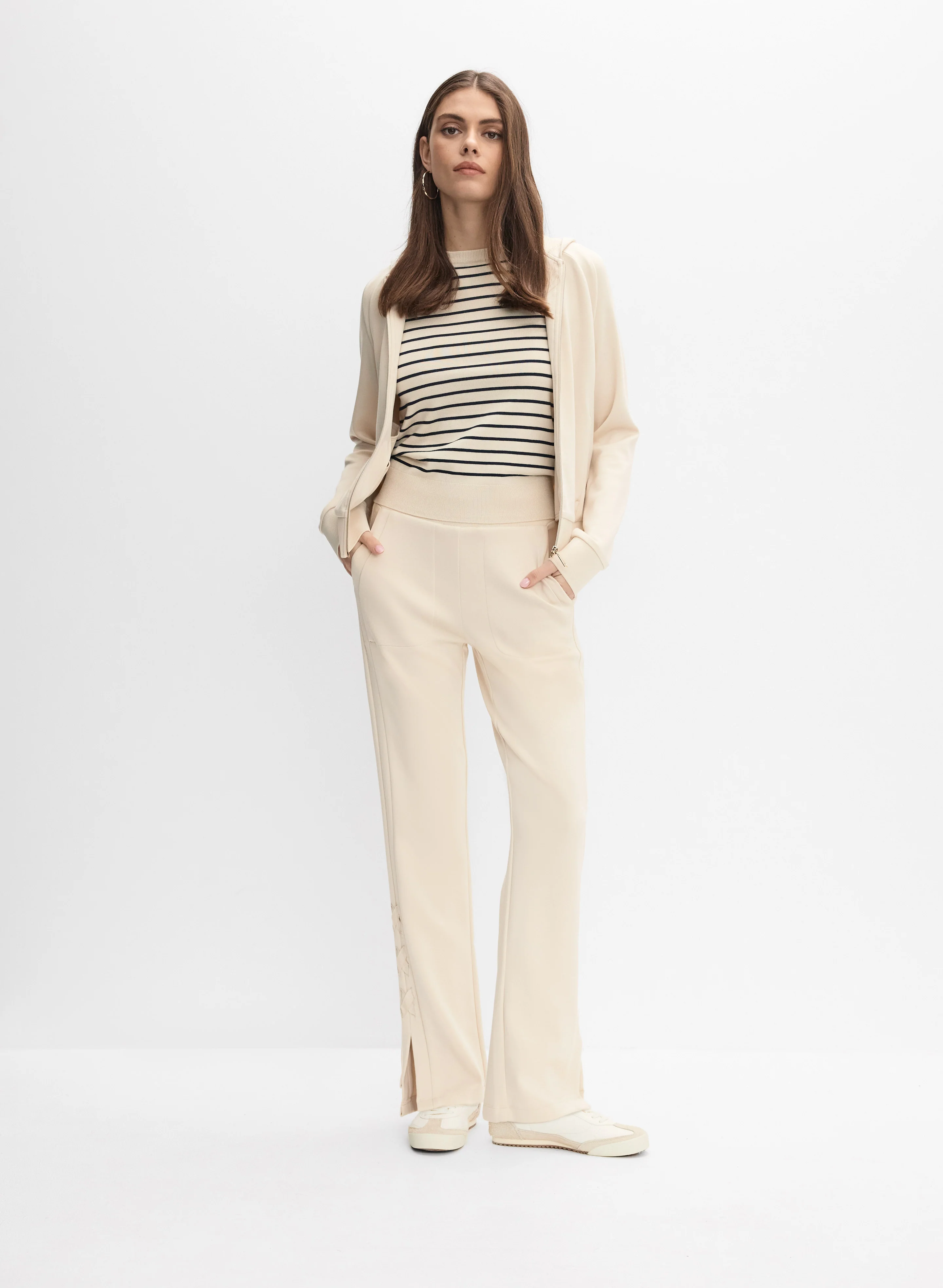 Hooded Lace-Up Detail Jacket & Lace-Up Detail Pants