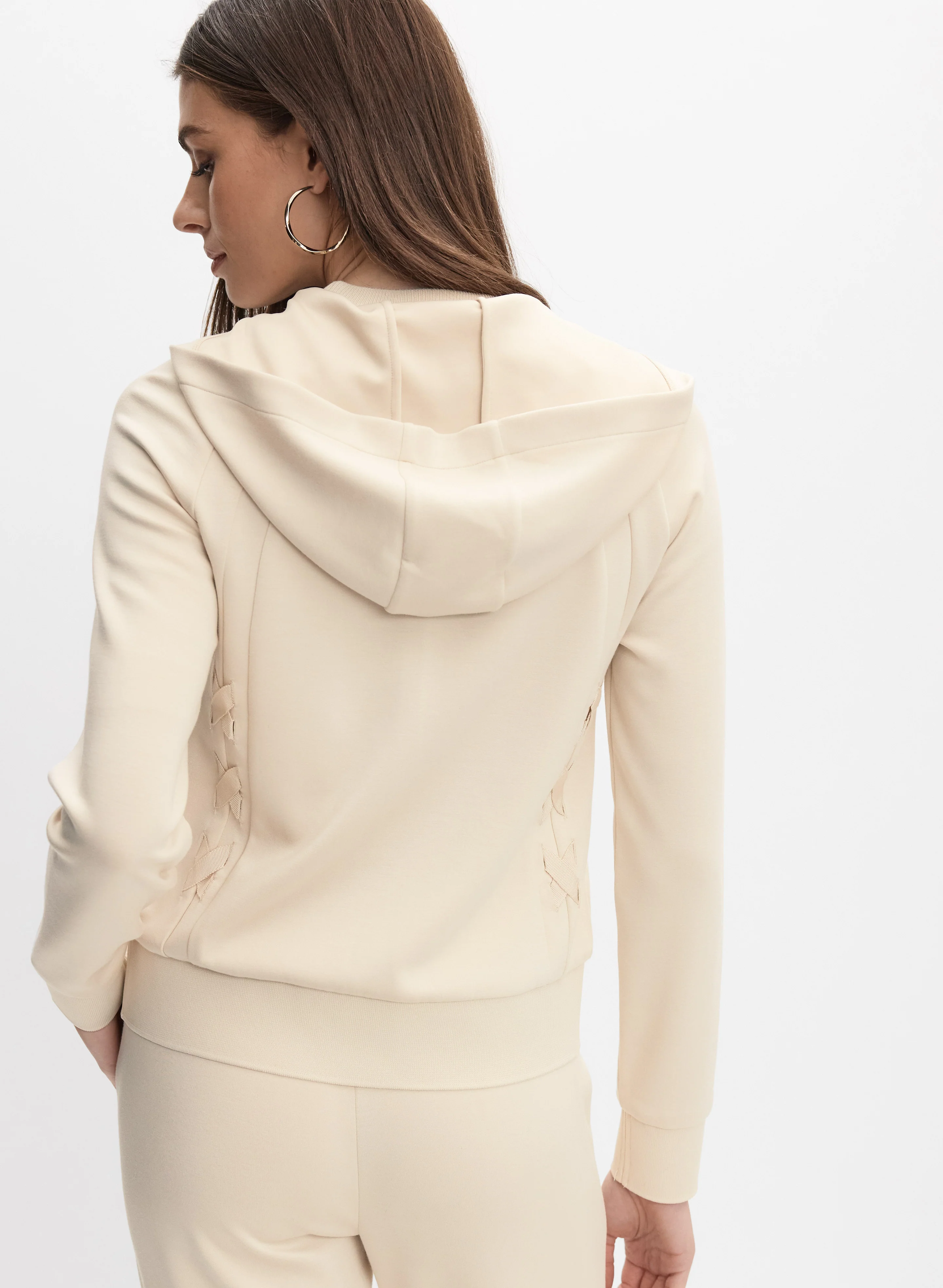 Hooded Lace-Up Detail Jacket - Image 4
