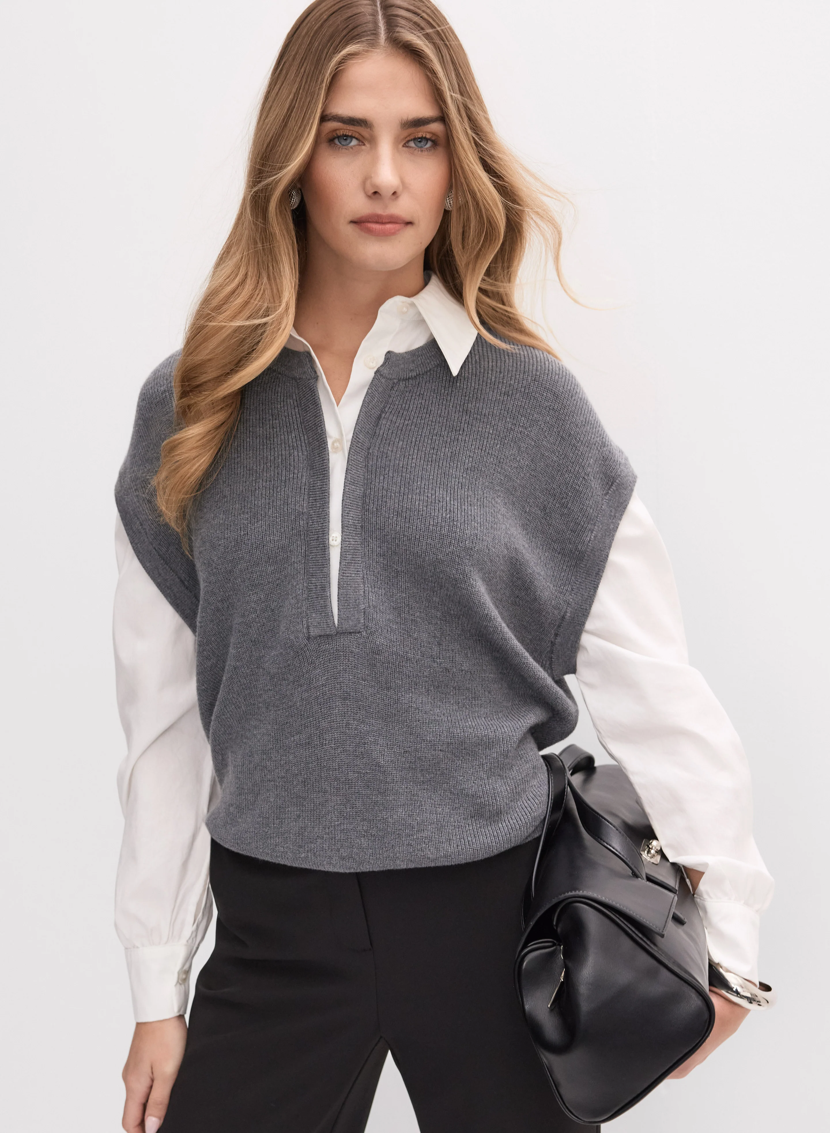 Illusion Knit & Blouse Top