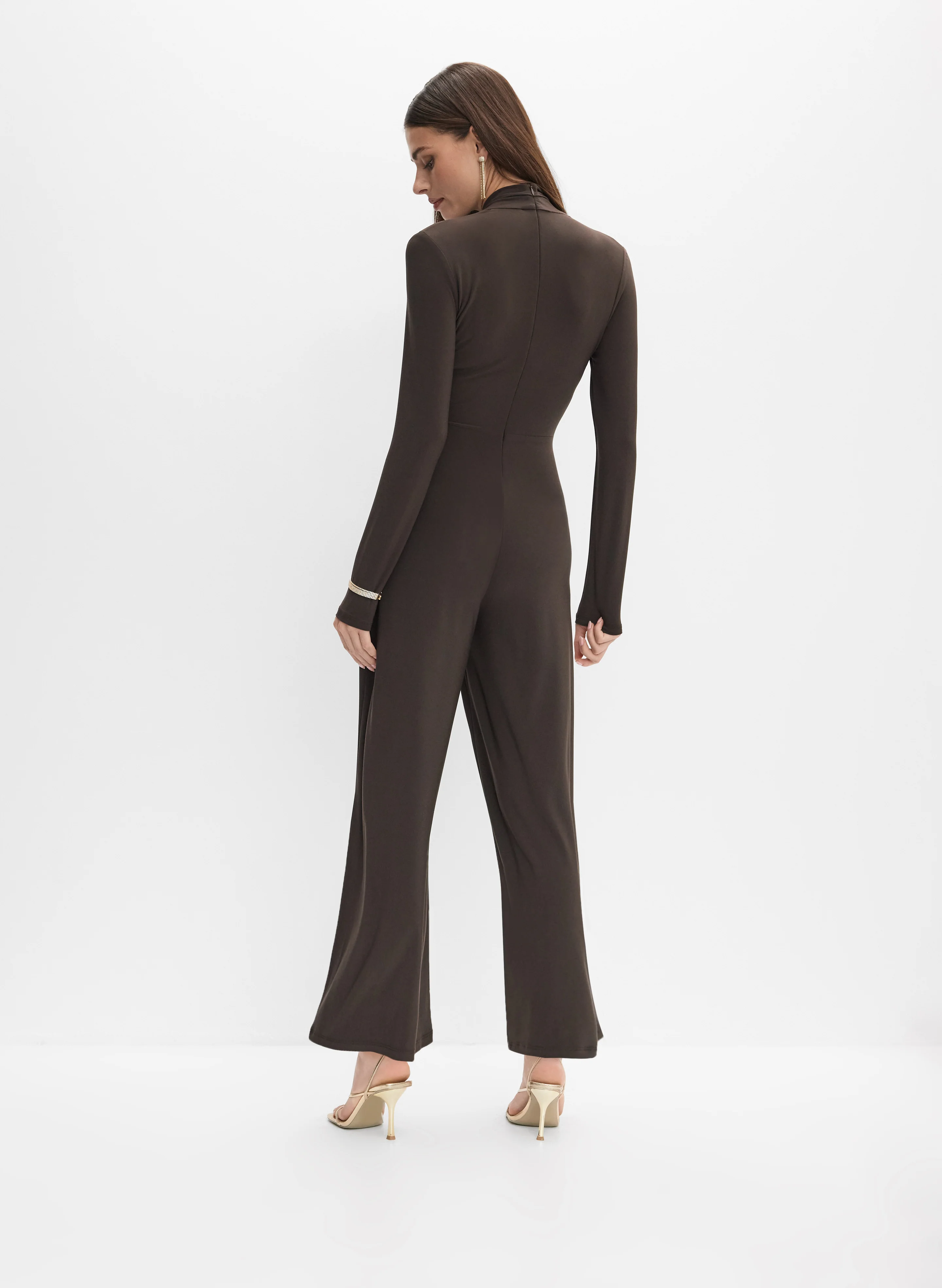 Joseph Ribkoff - Brooch Fastened Faux-Wrap Jumpsuit - Image 5