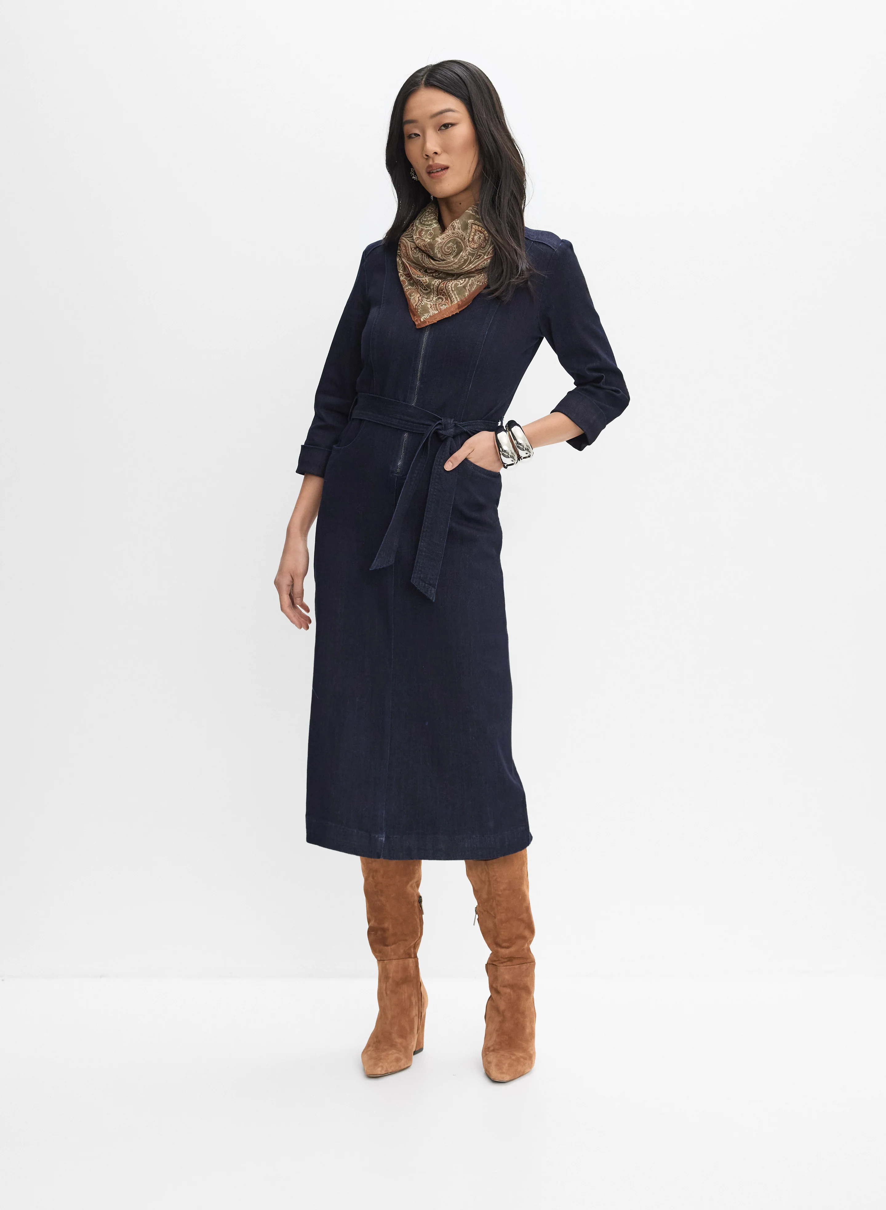 Joseph Ribkoff - Denim Half-Zip Dress