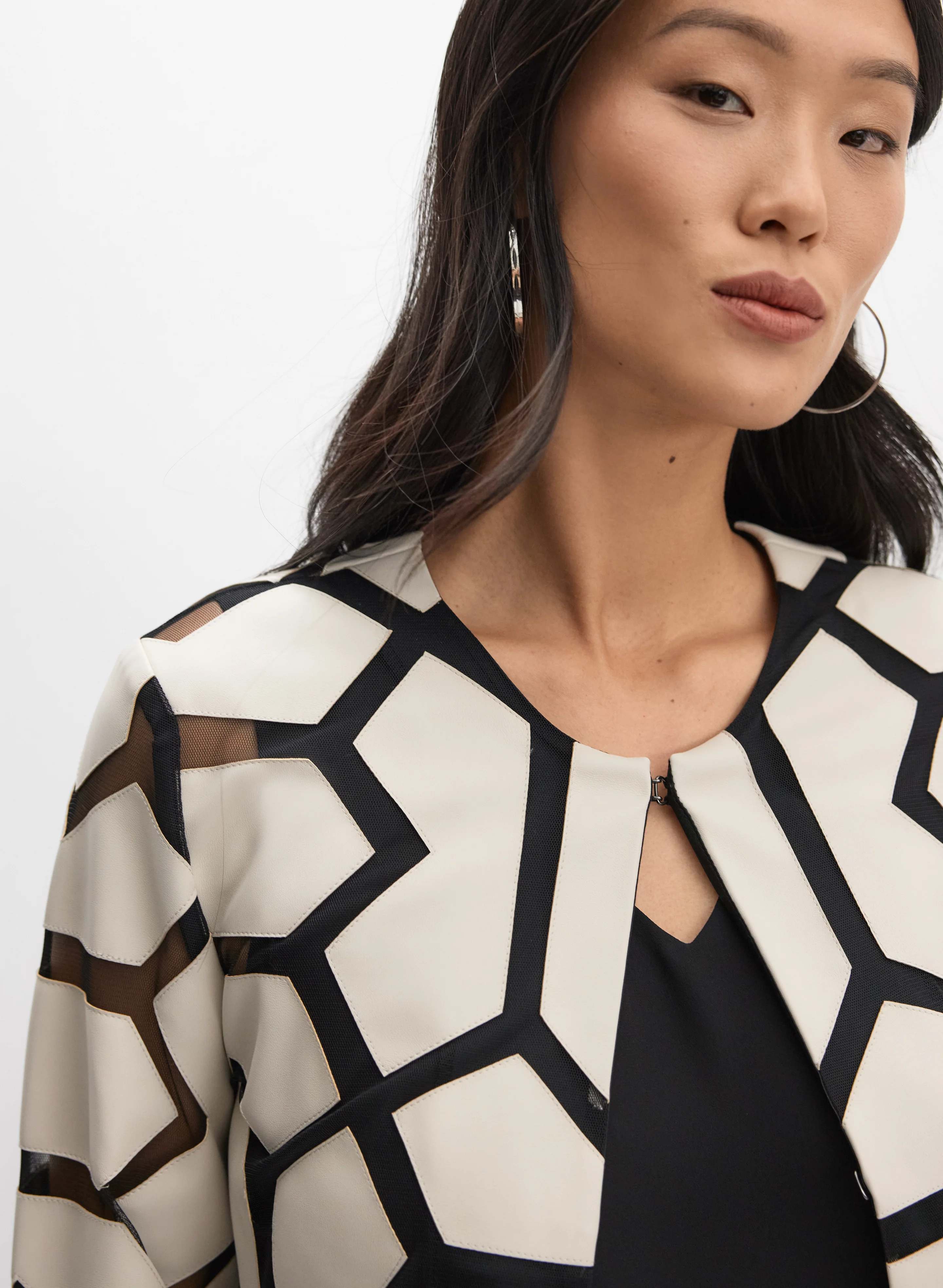 Joseph Ribkoff - Geometric Mesh Jacket - Image 2