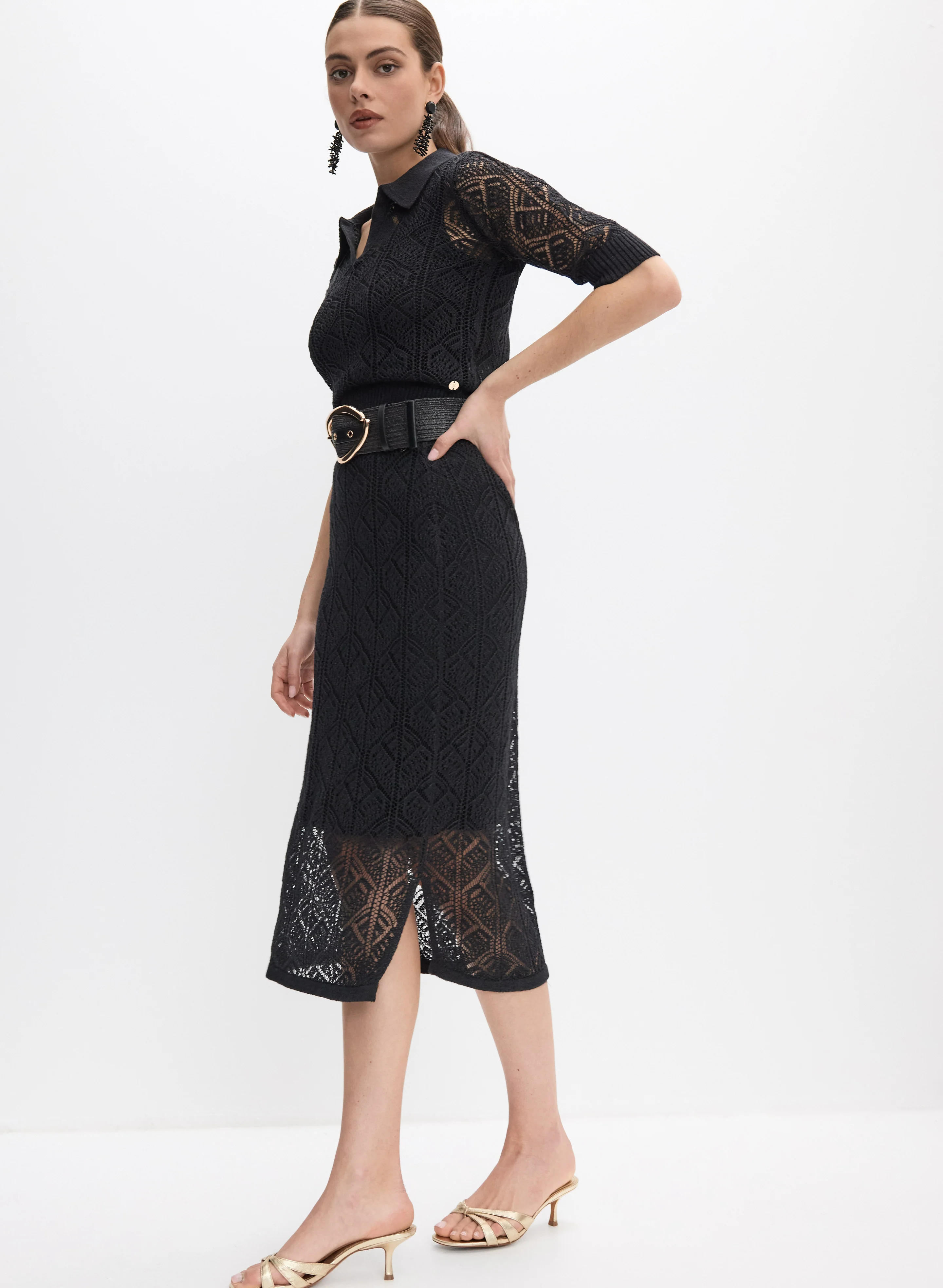Joseph Ribkoff - Pointelle Knit Skirt - Image 5