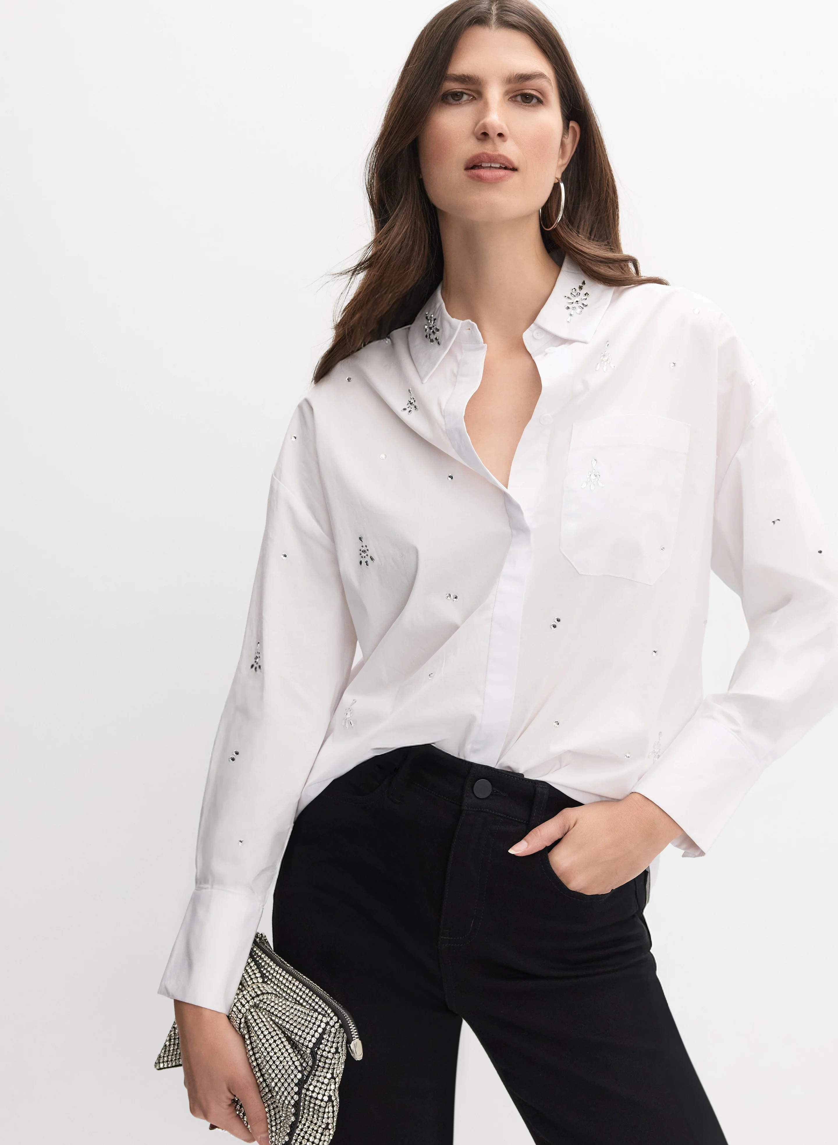 Joseph Ribkoff - Scattered Rhinestone Embellished Blouse
