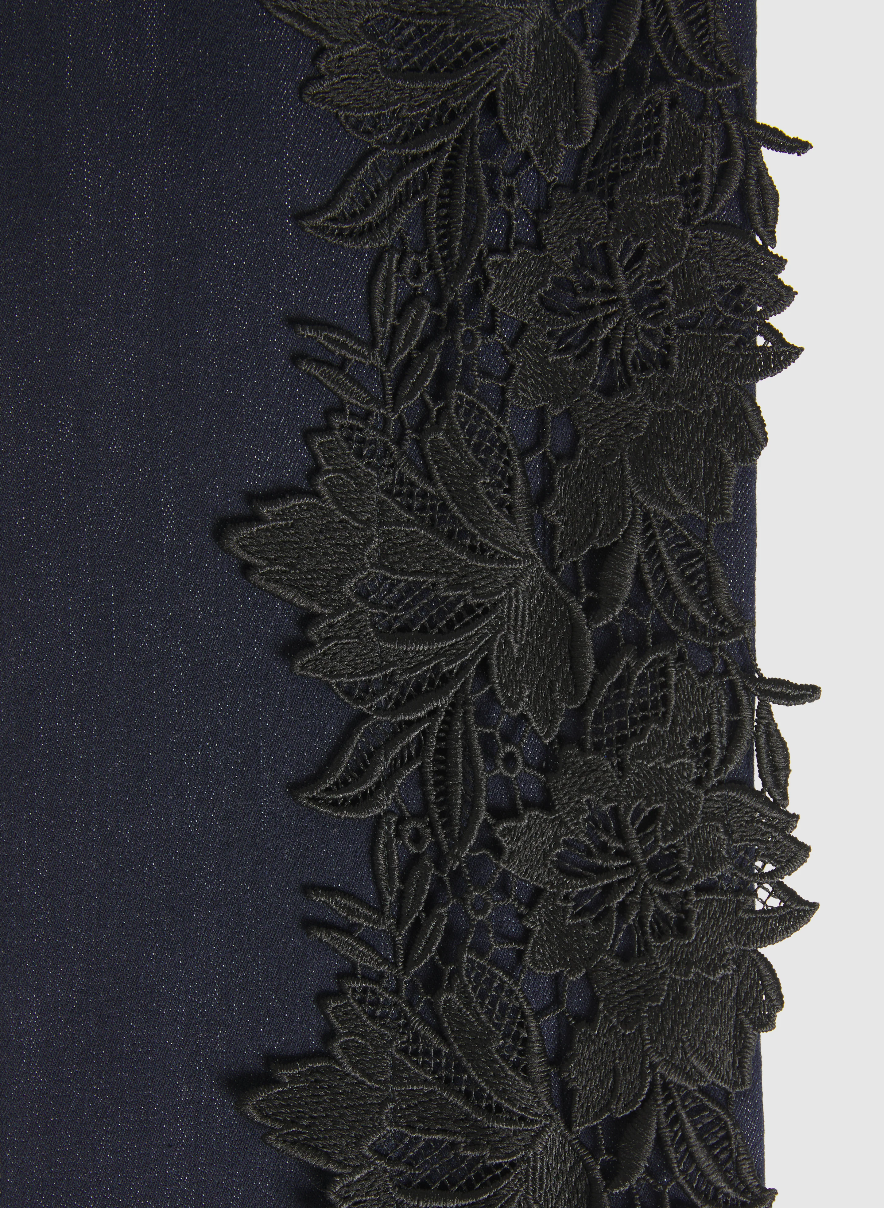 Lace Detail Denim Pants - Image 6