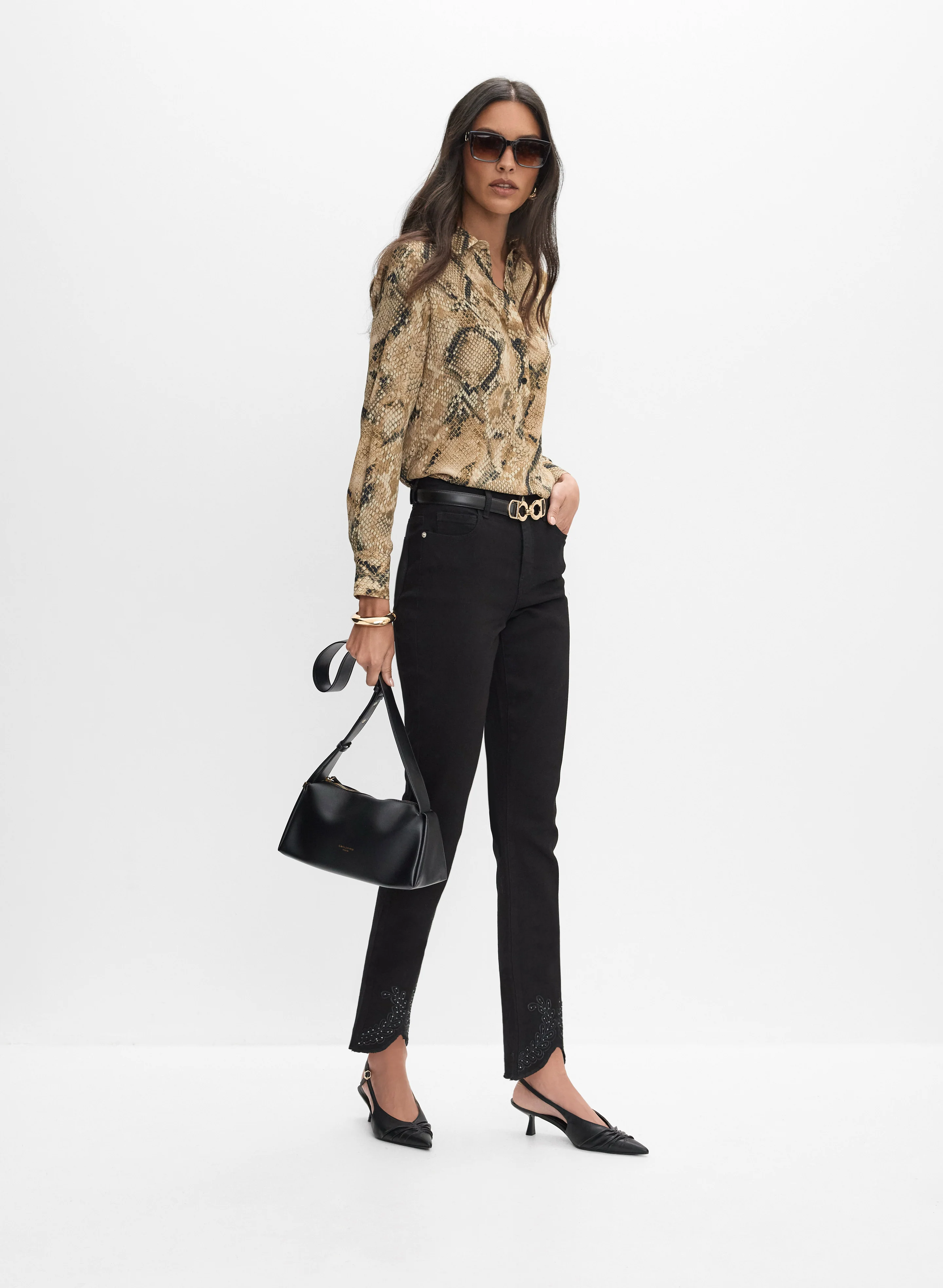 Leaf Embroidered Straight-Leg Jeans - Image 3