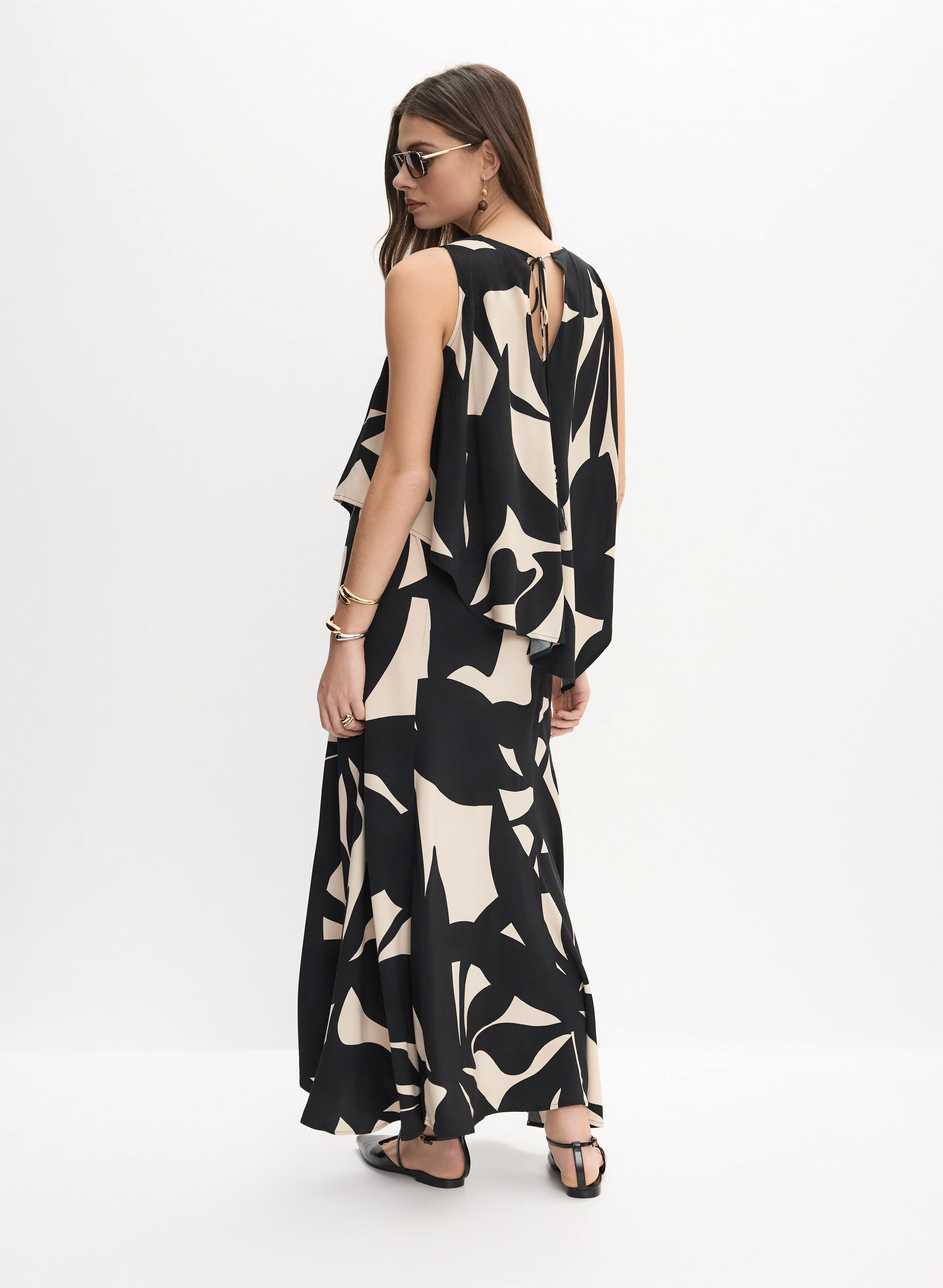 Leaf Print Tiered Dress - Image 4