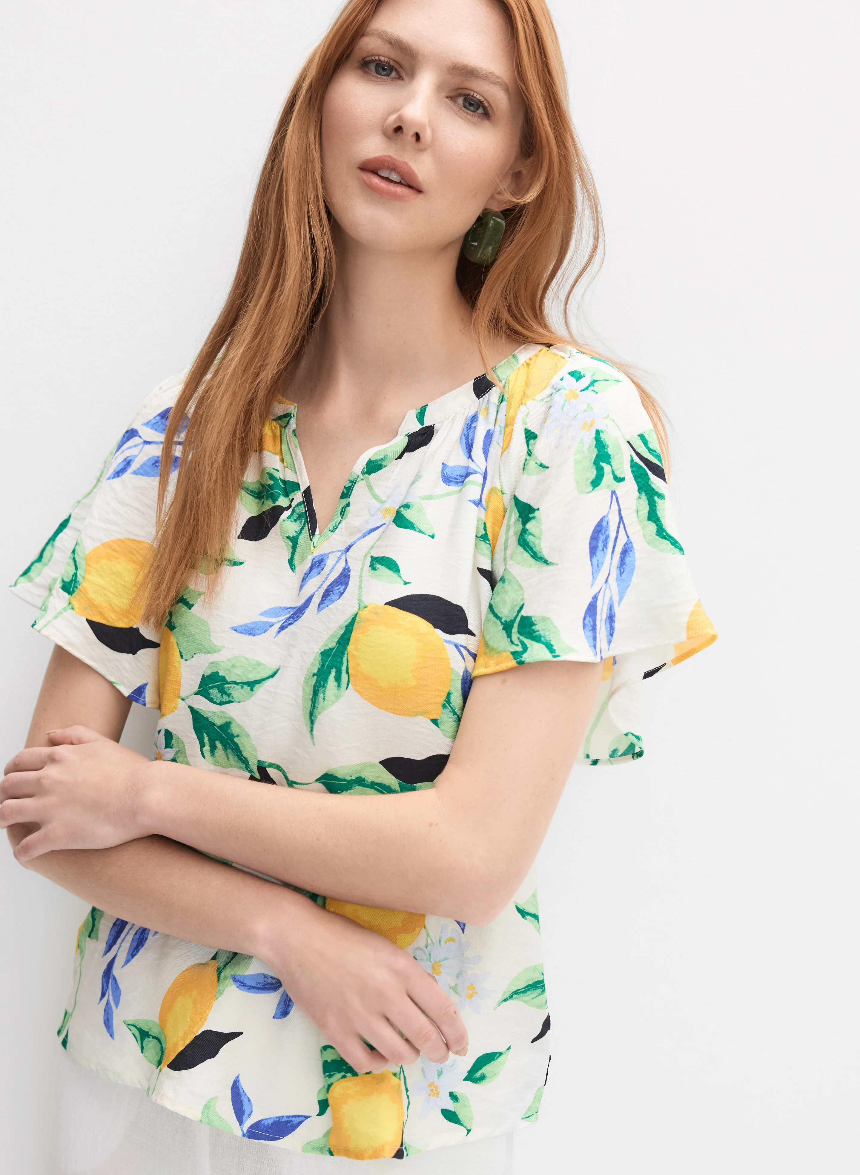Lemon Flutter Sleeve Blouse - Image 4