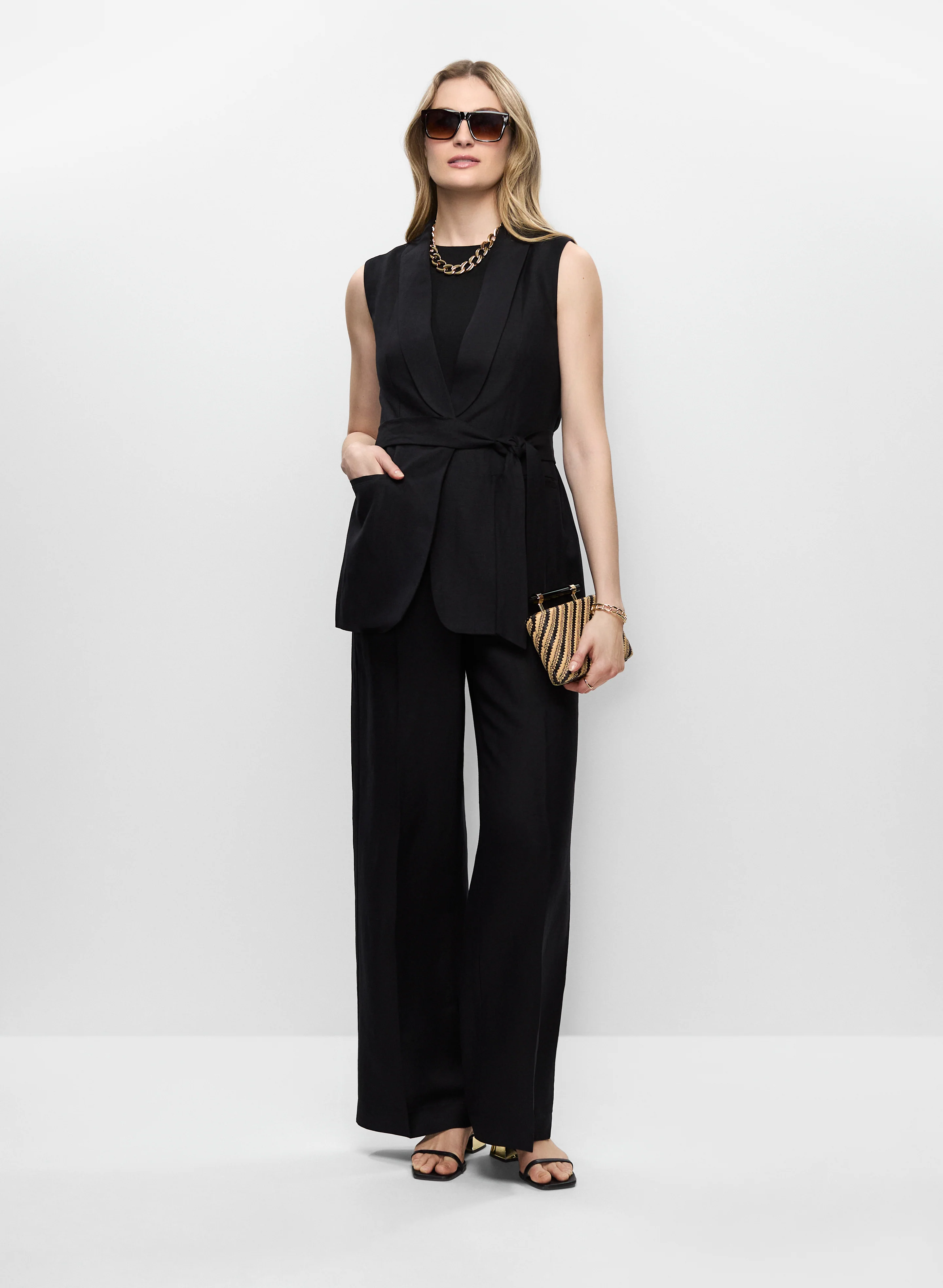 Linen-Blend Wide Leg Pants - Image 3