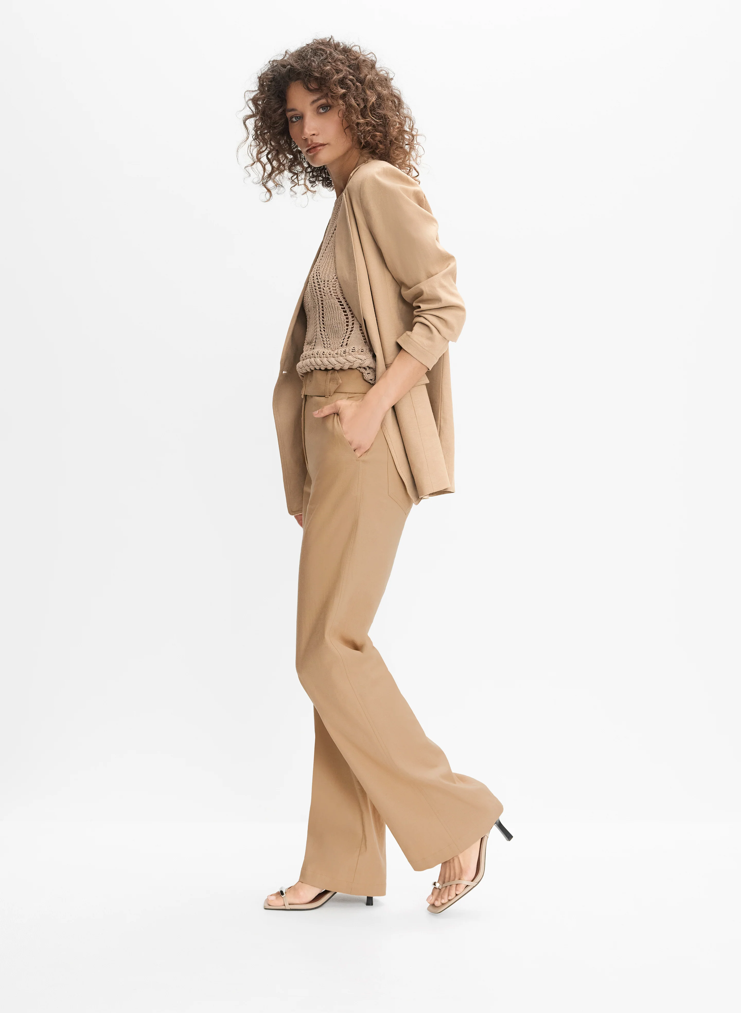 Stretch Linen Wide-Leg Pants - Image 7