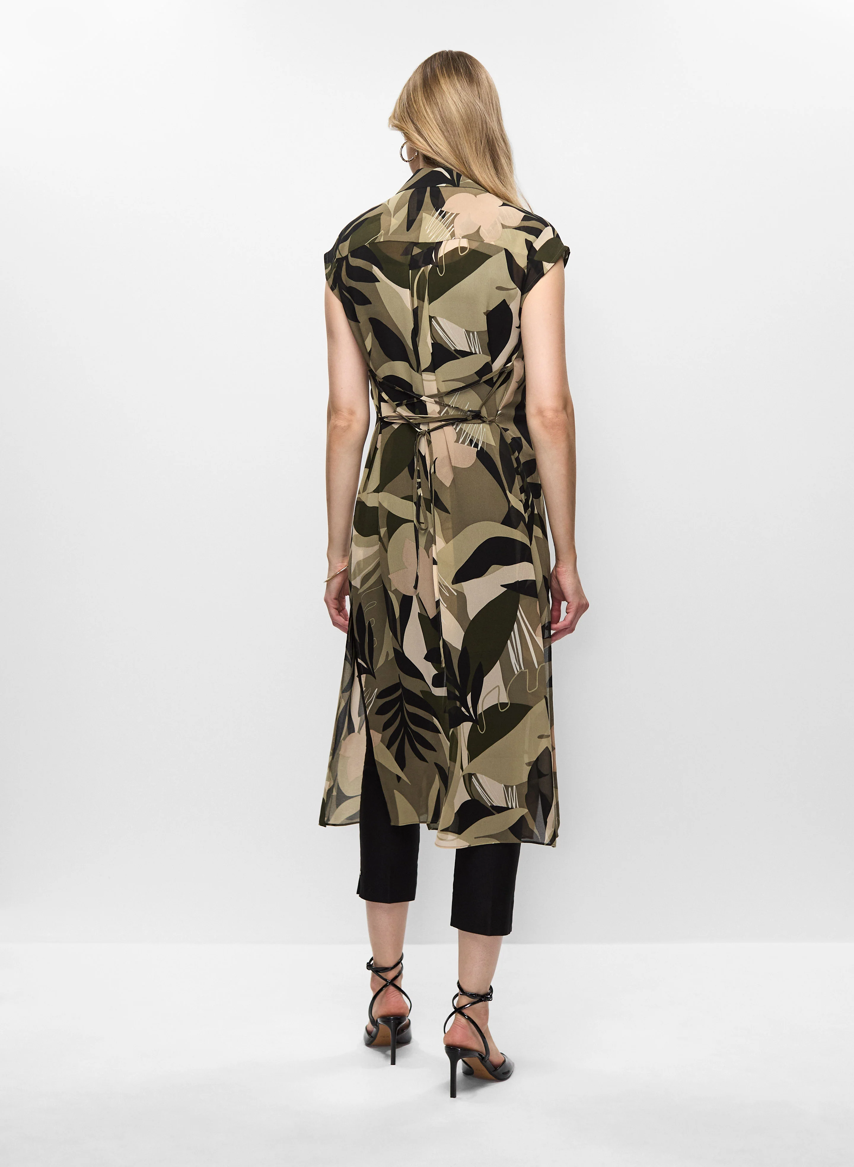 Long Button-Front Chiffon Tunic - Image 4