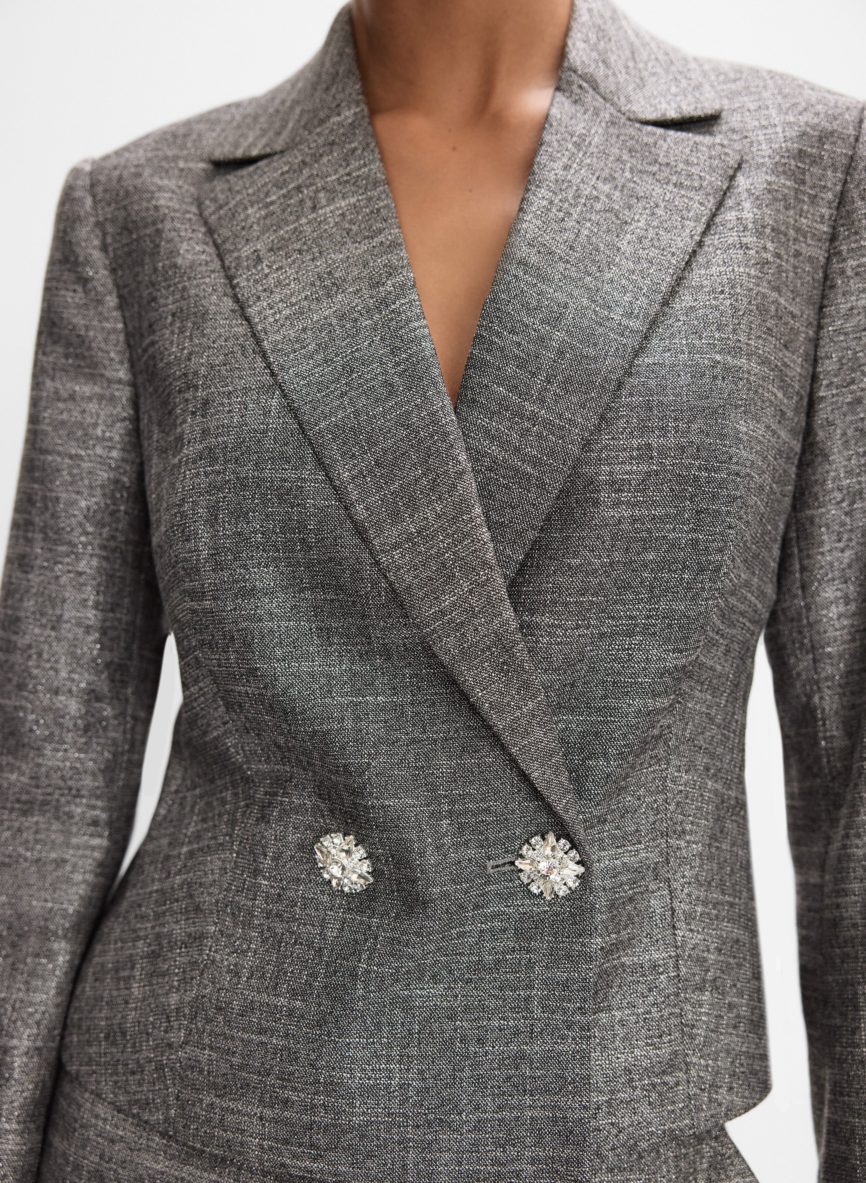 Metallic Cropped Blazer - Image 2