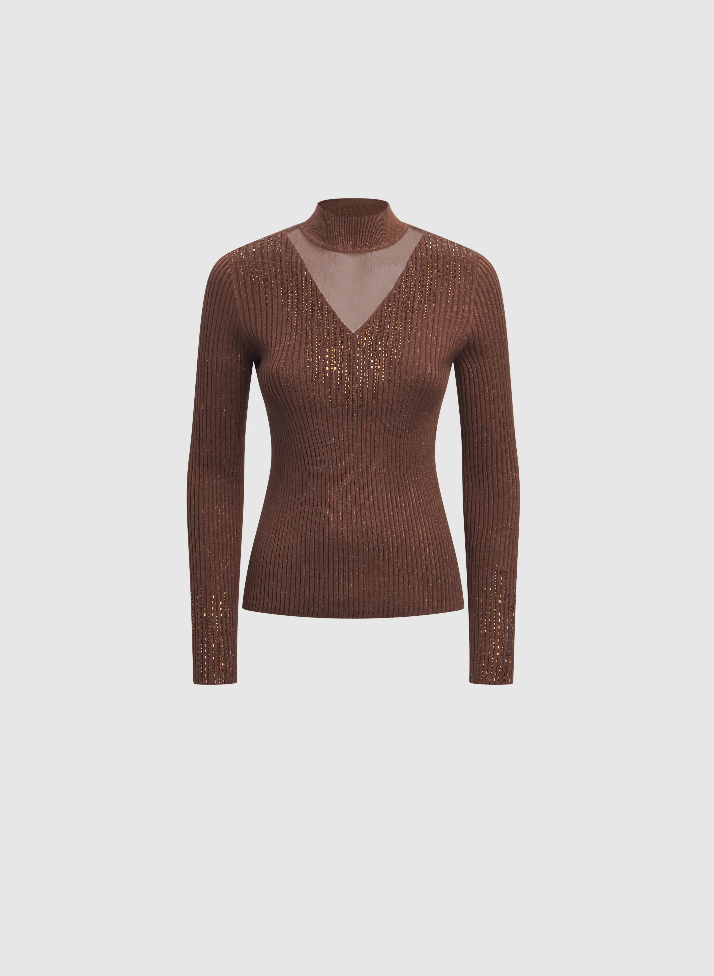 Metallic Sheer Yoke Sweater - Image 6