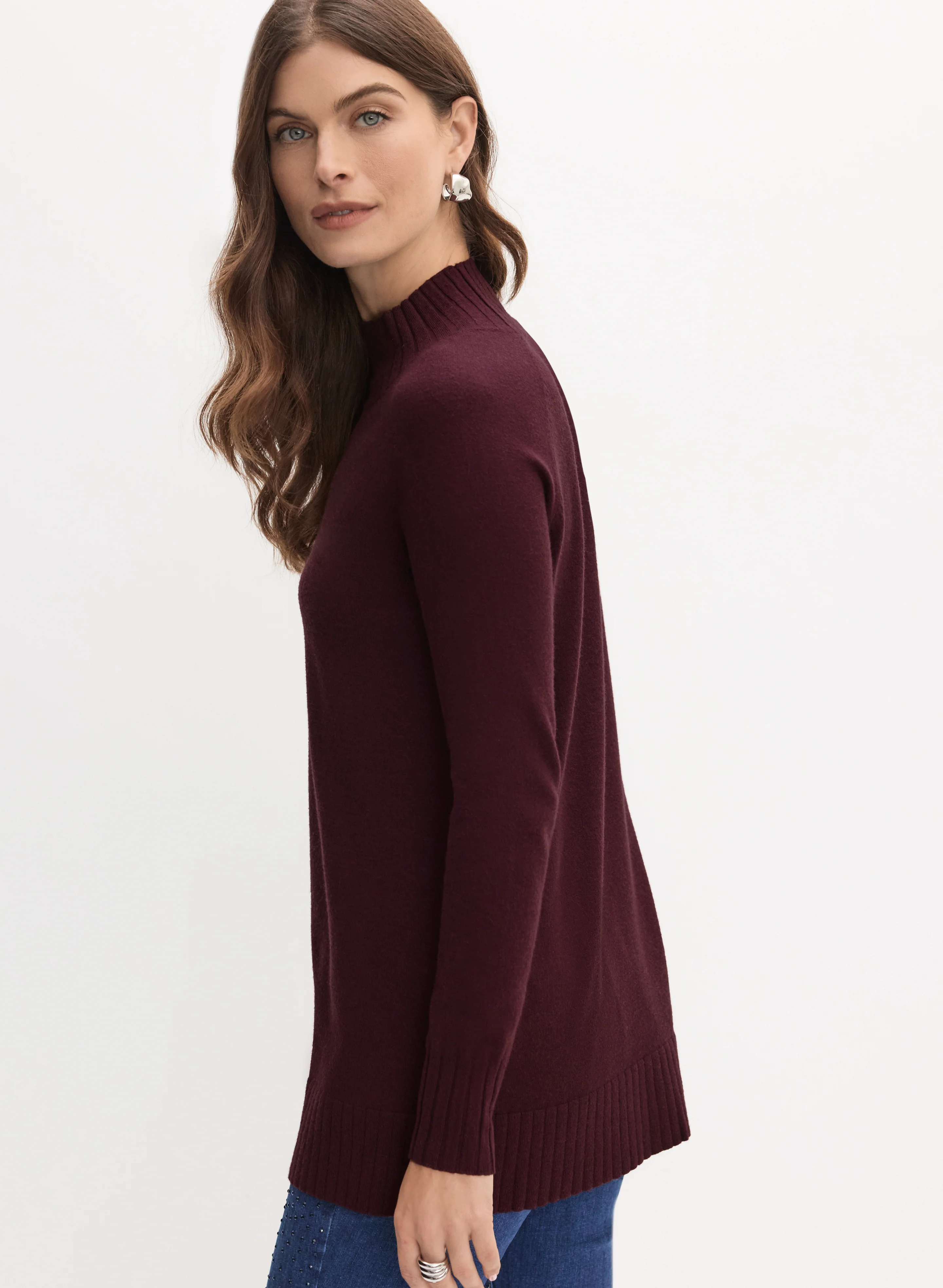 Mock Neck Rib Knit Sweater - Image 4