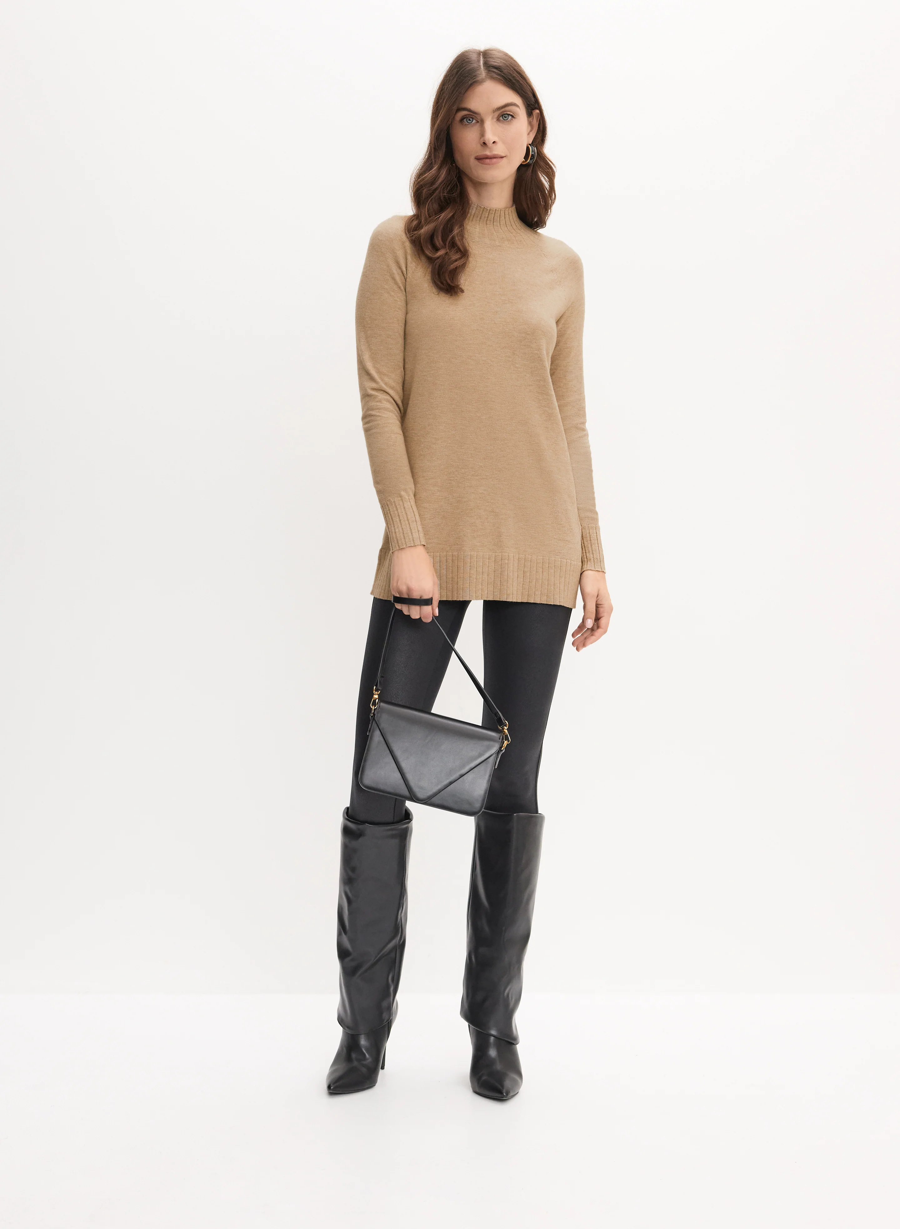 Mock Neck Rib Knit Sweater - Image 3