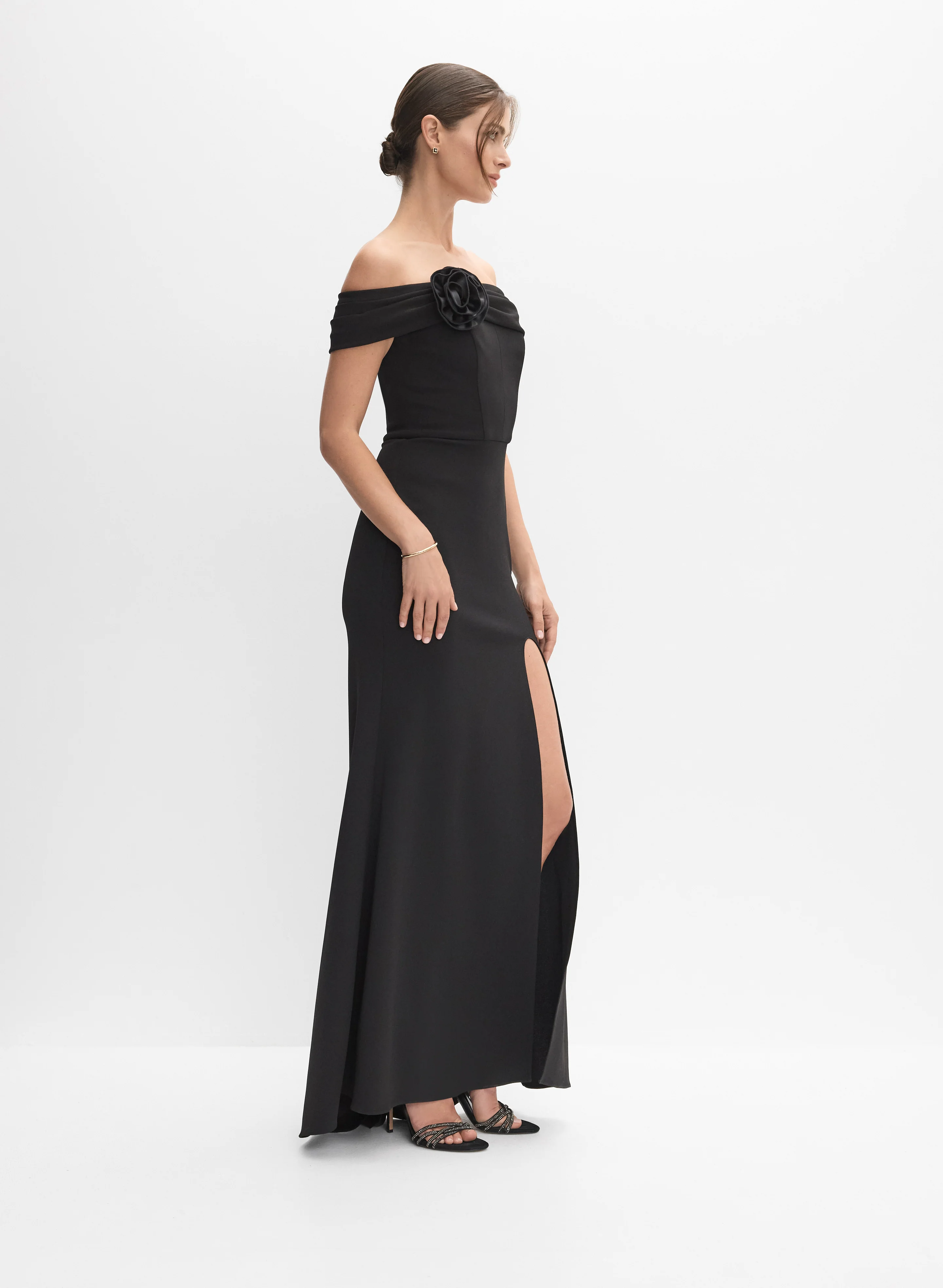Off-Shoulder 3D Rosette Dress - Image 2