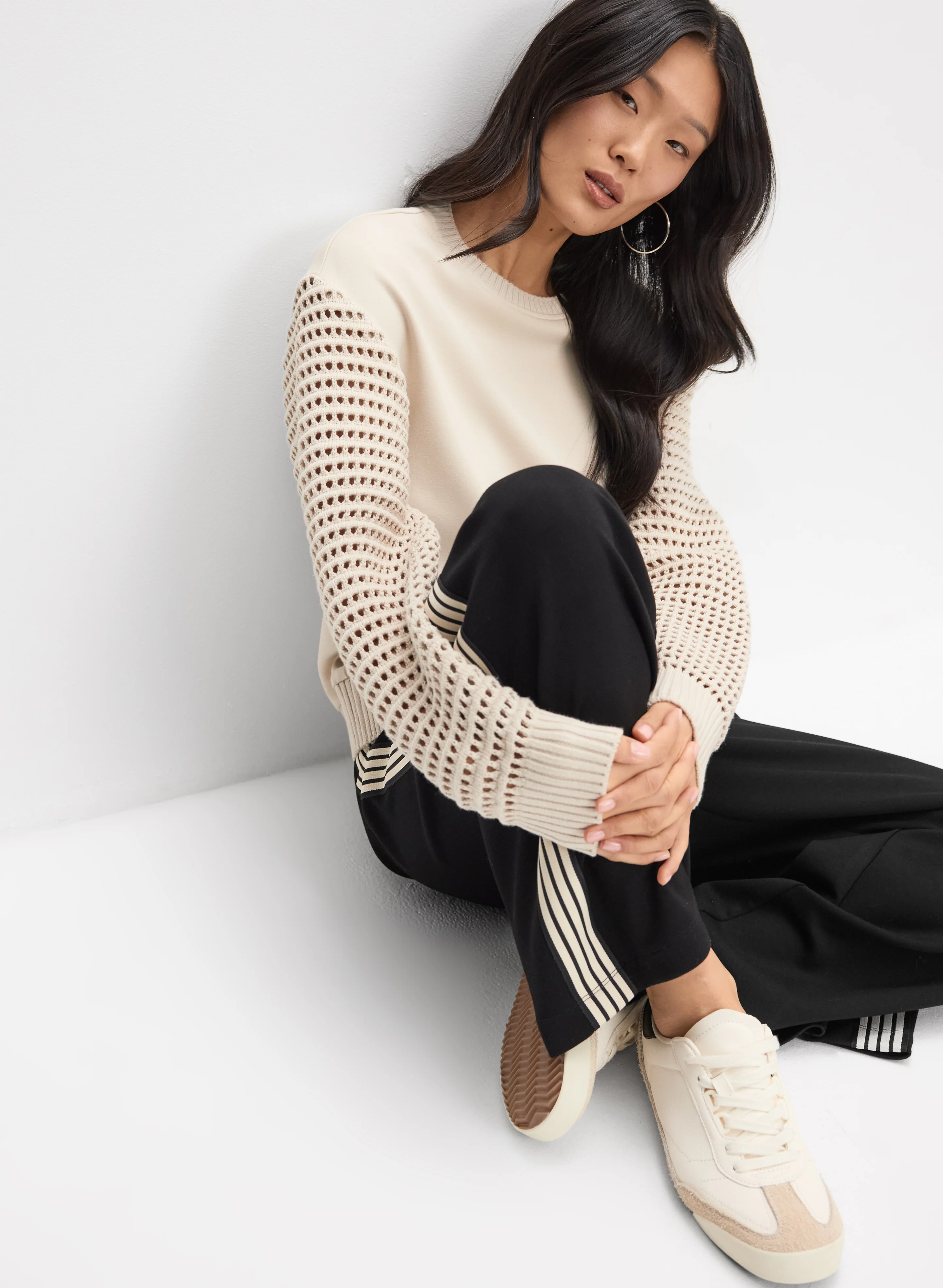 Open Knit Sleeve Sweatshirt - Image 8