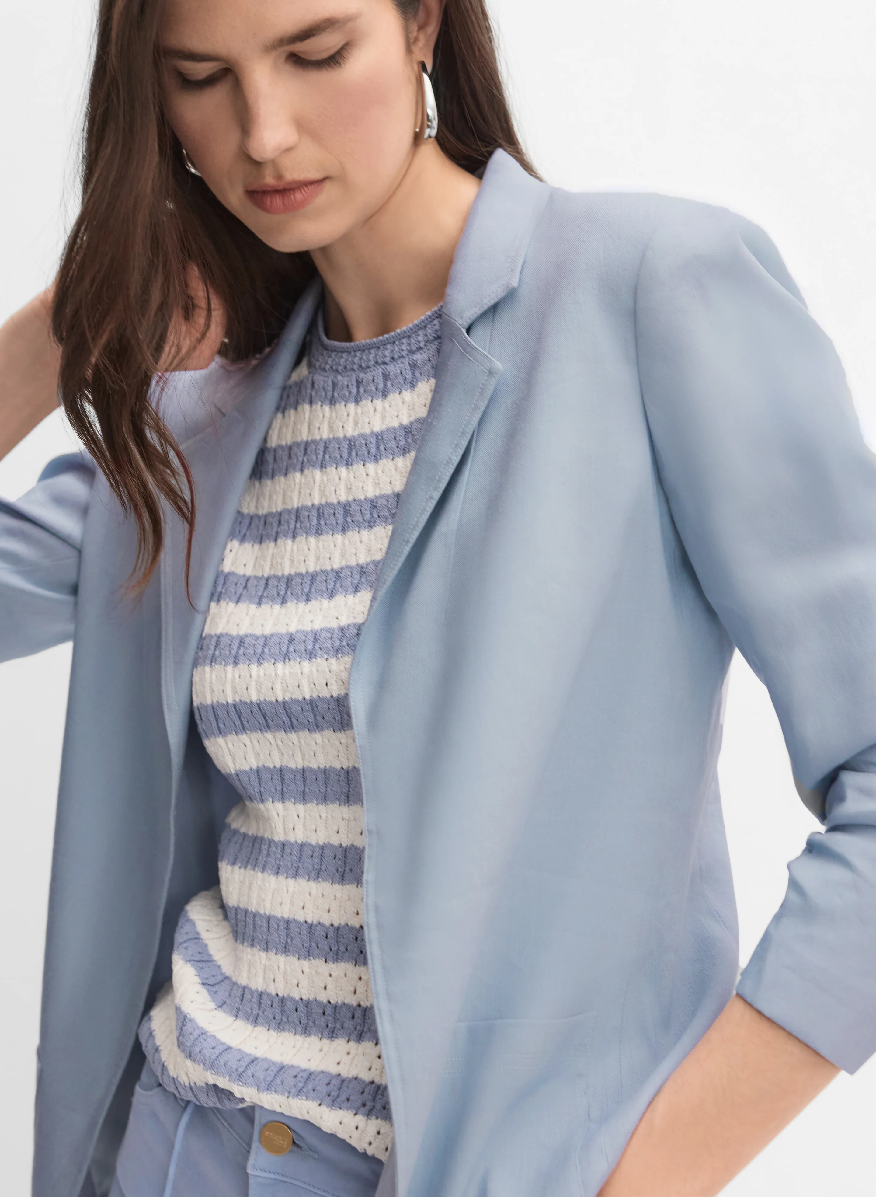 Open Linen-Blend Blazer - Image 2