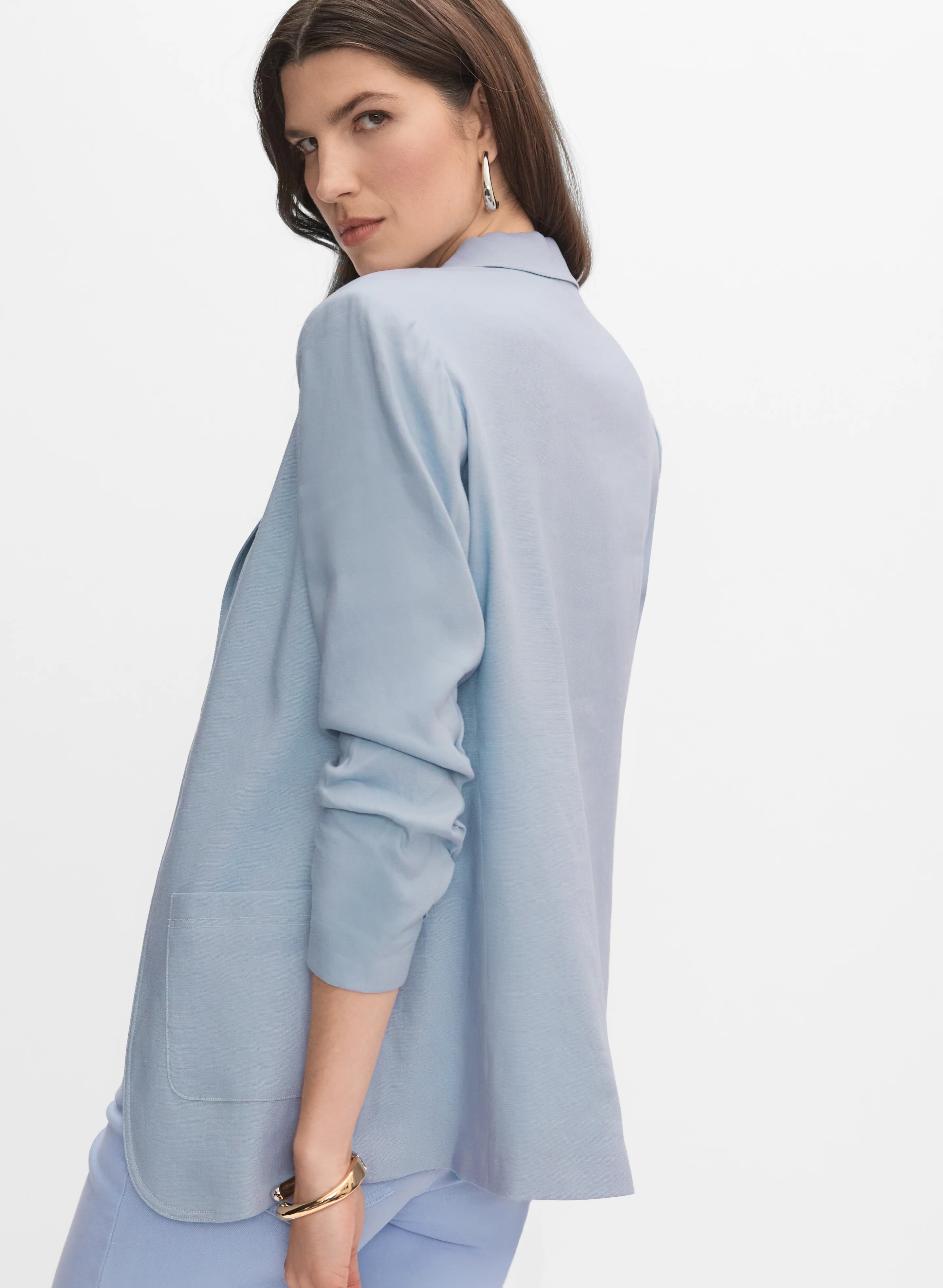 Open Linen-Blend Blazer - Image 4