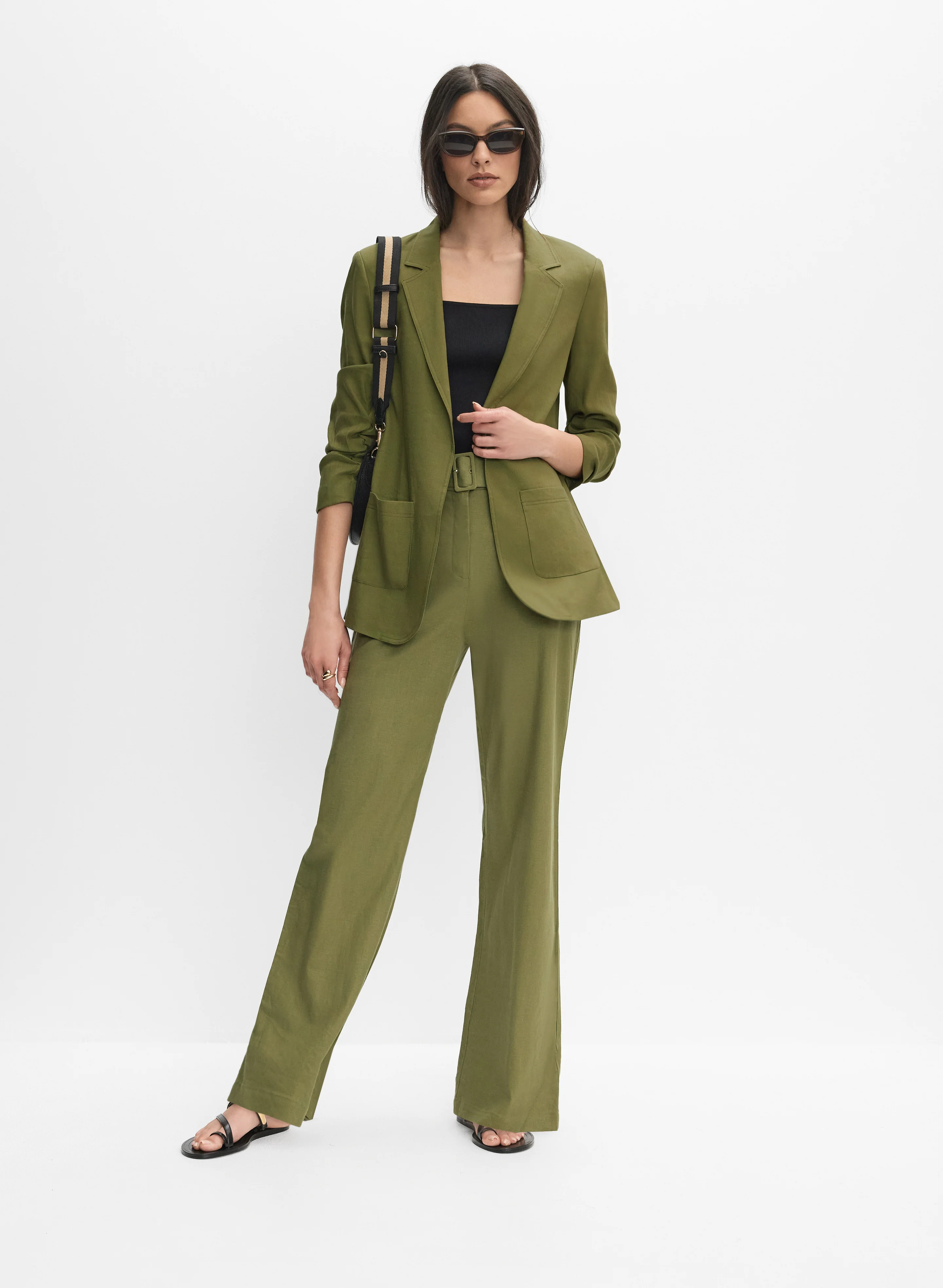 Open Linen-Blend Blazer - Image 3