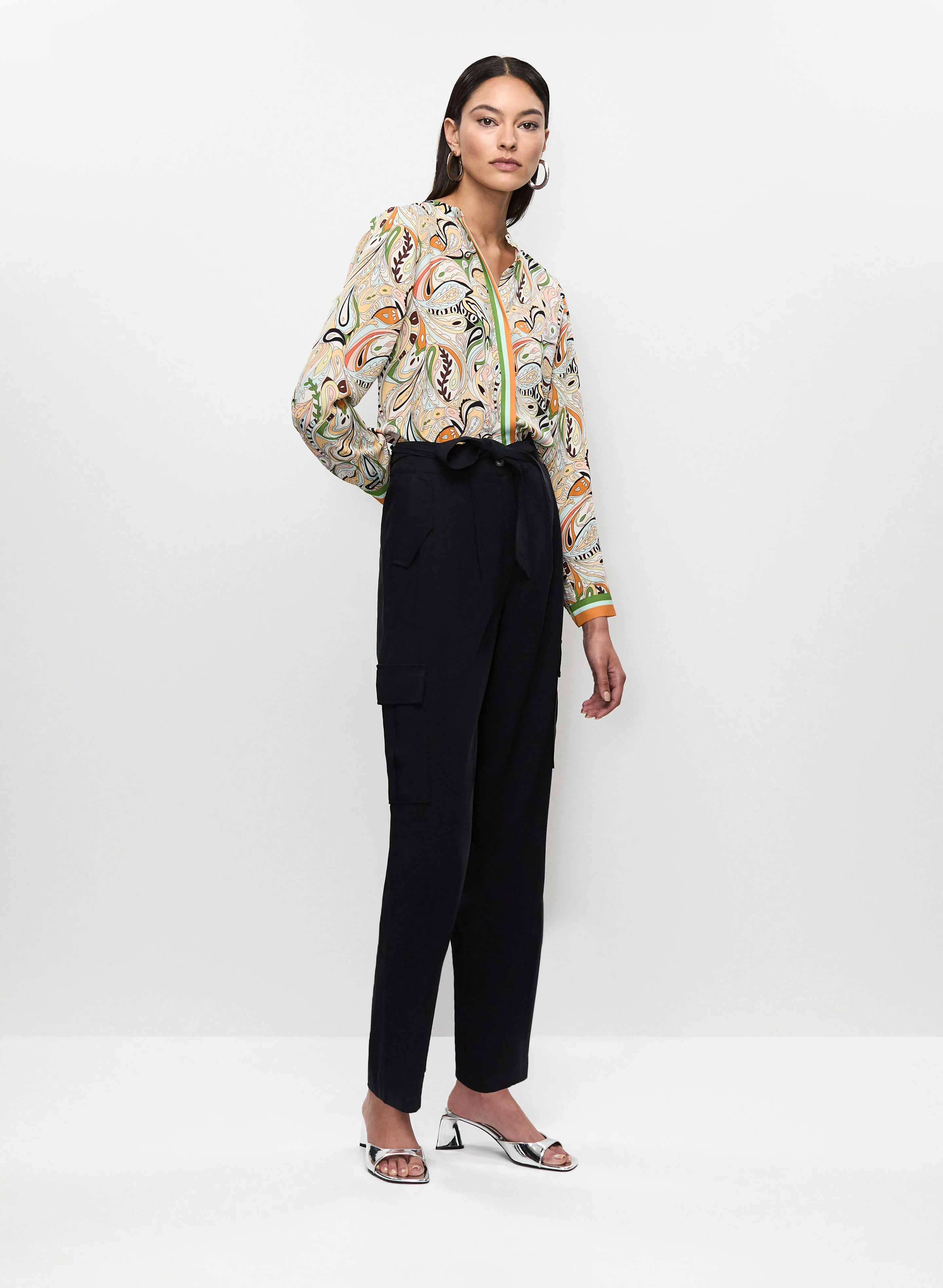 Paisley Print Shirt & Straight Leg Cargo Pants