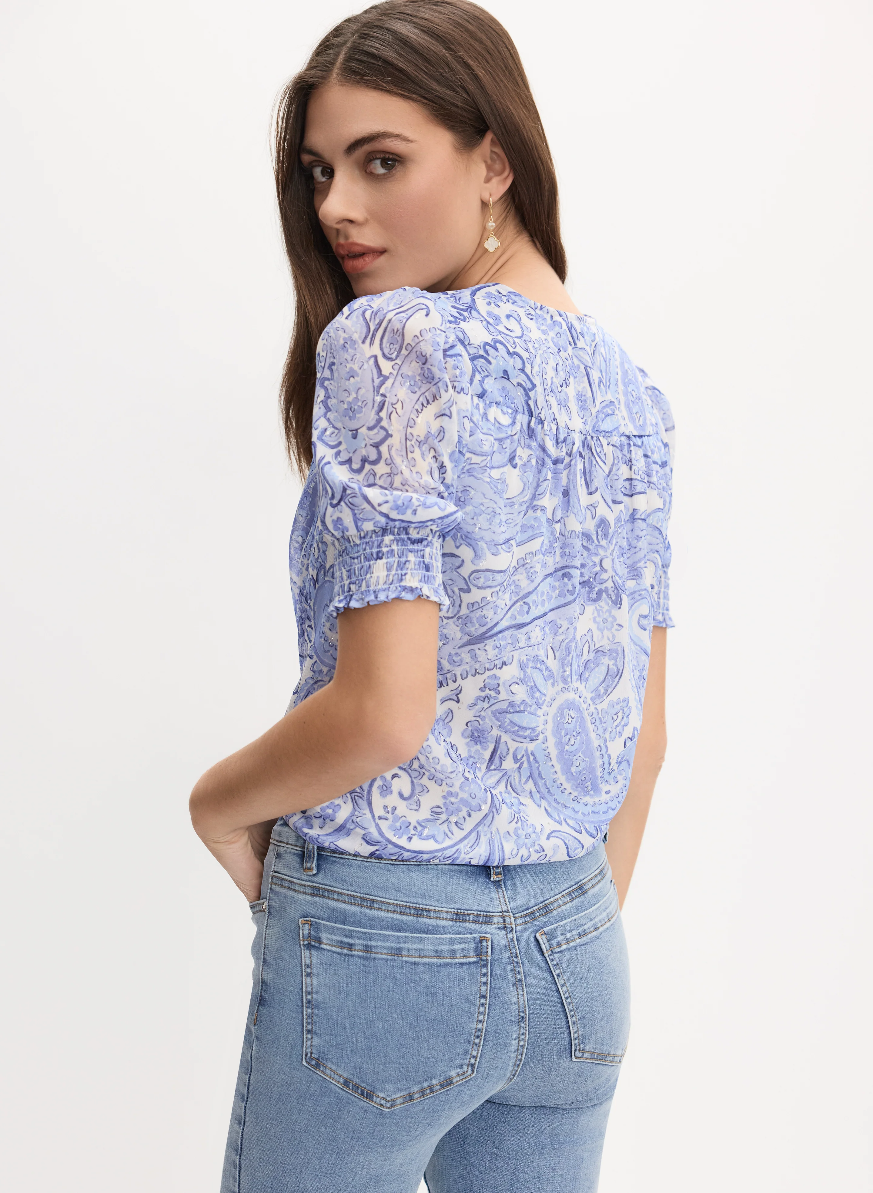 Paisley Tie-Front Blouse - Image 5