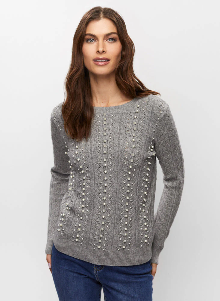 Pearl Detail Sweater & Embellished Jeans - Image 2