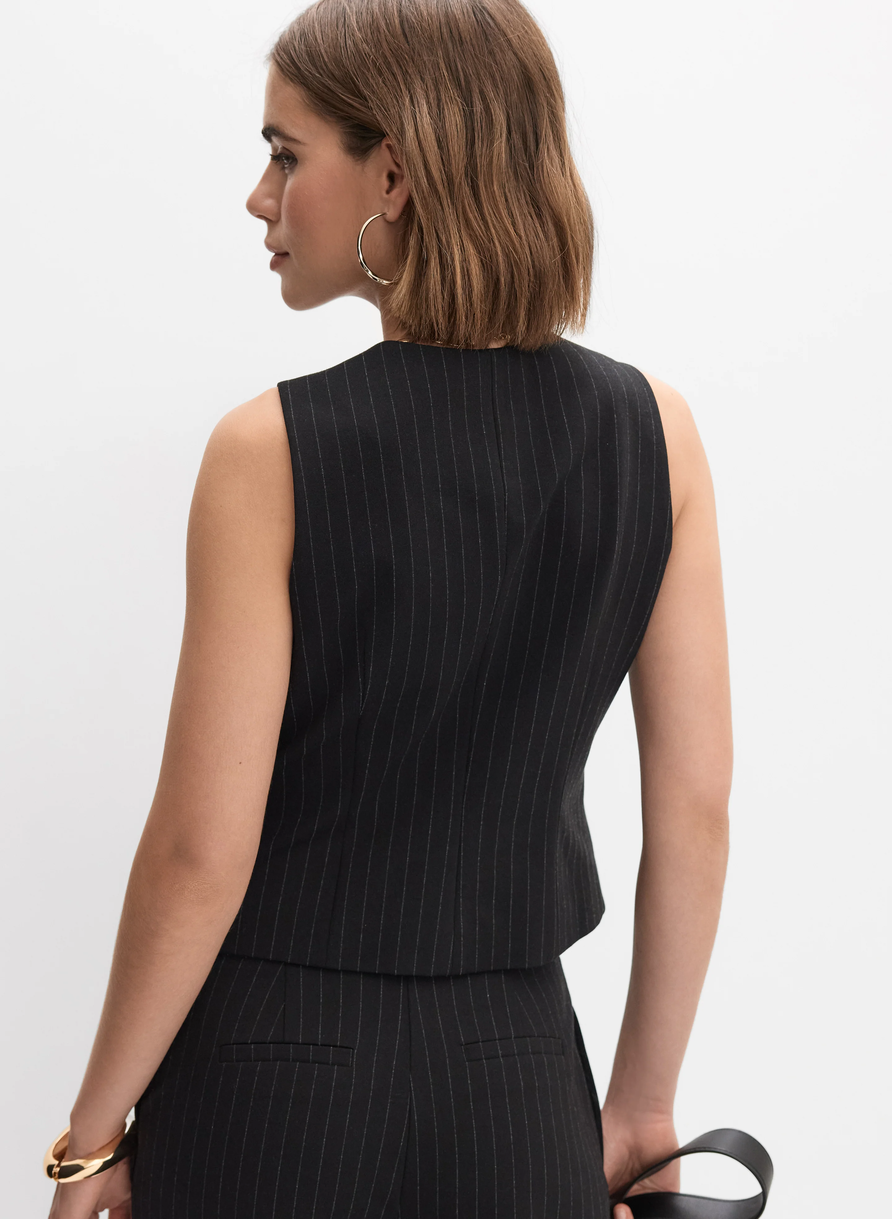 Pinstripe Button Vest - Image 4