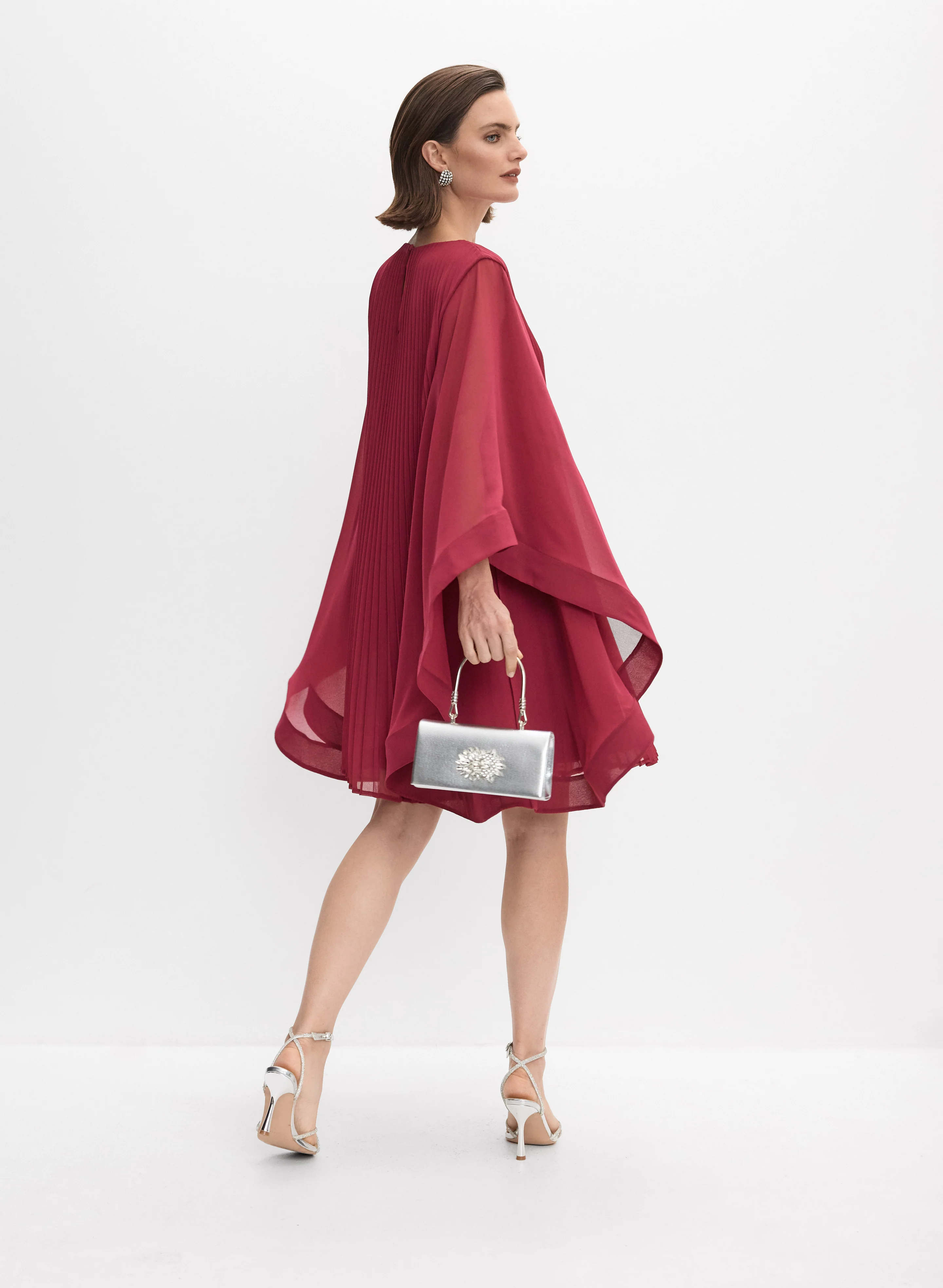 Pleated Cape Sleeve Dress - Image 9