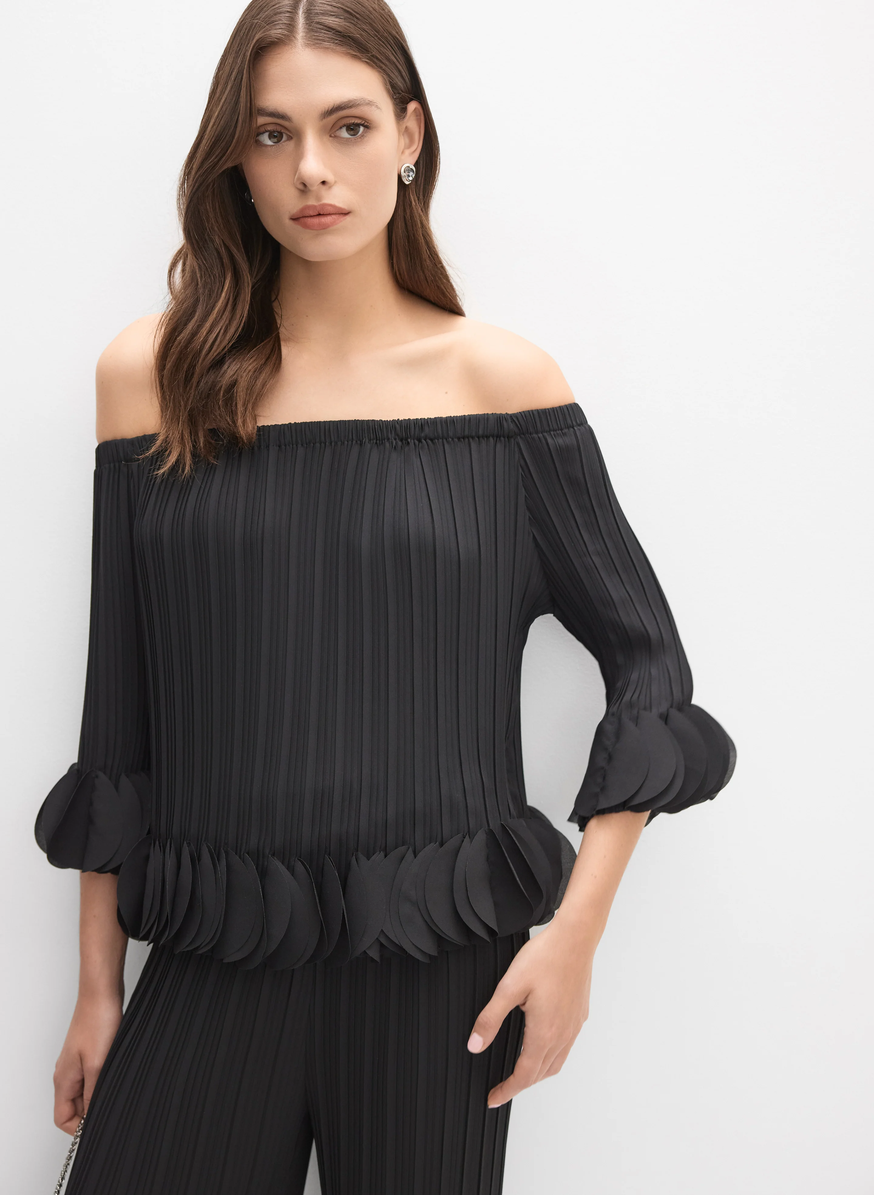 Joseph Ribkoff - Pleated Off-The-Shoulder Blouse - Image 5
