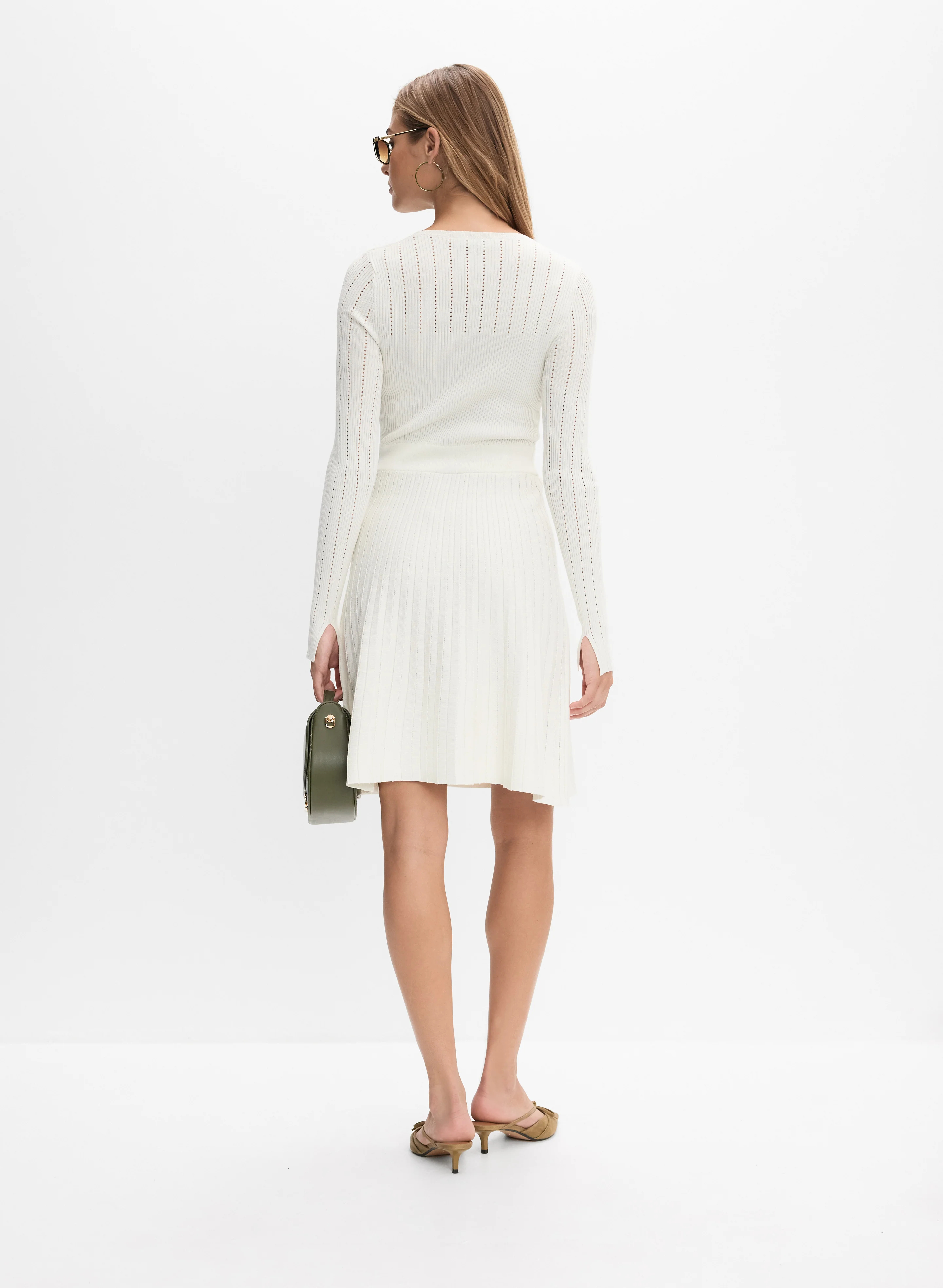 Pointelle Detail Sweater Dress - Image 4