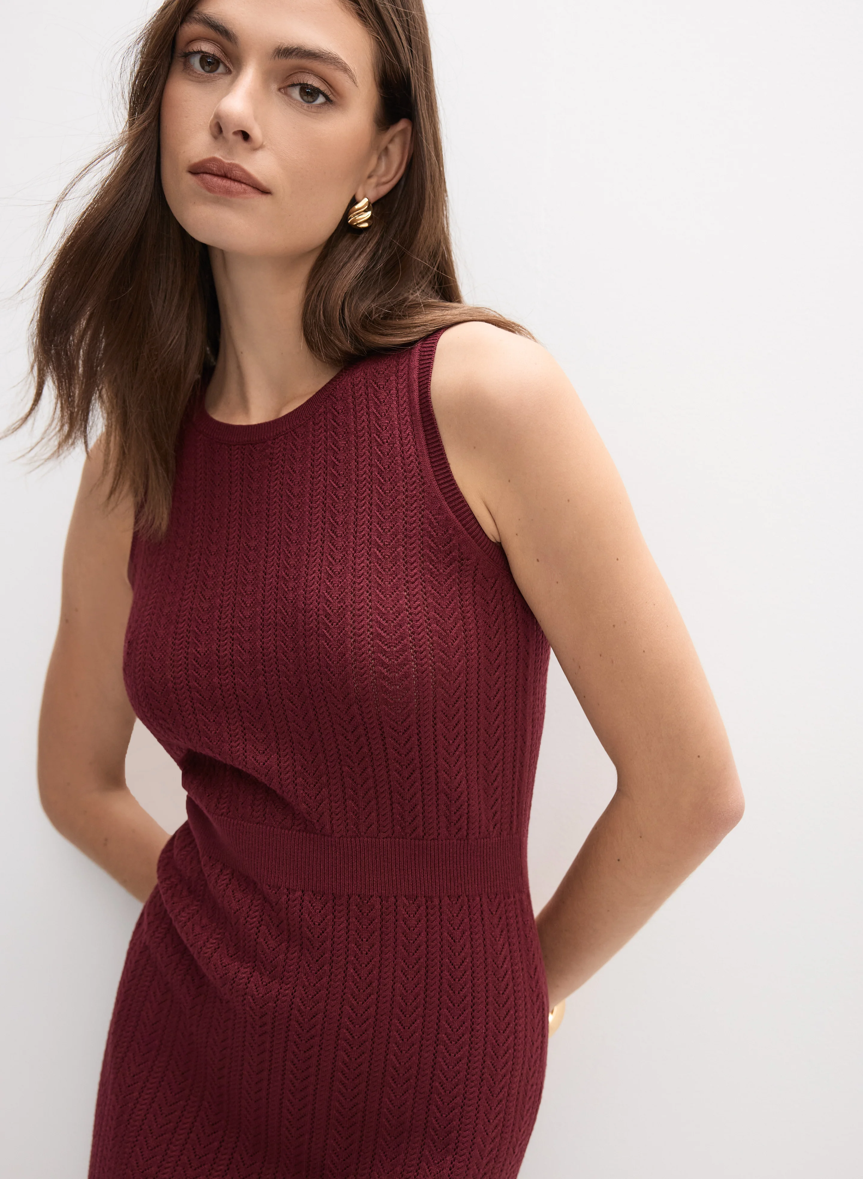 Pointelle Knit Dress & Cardigan Set - Image 4