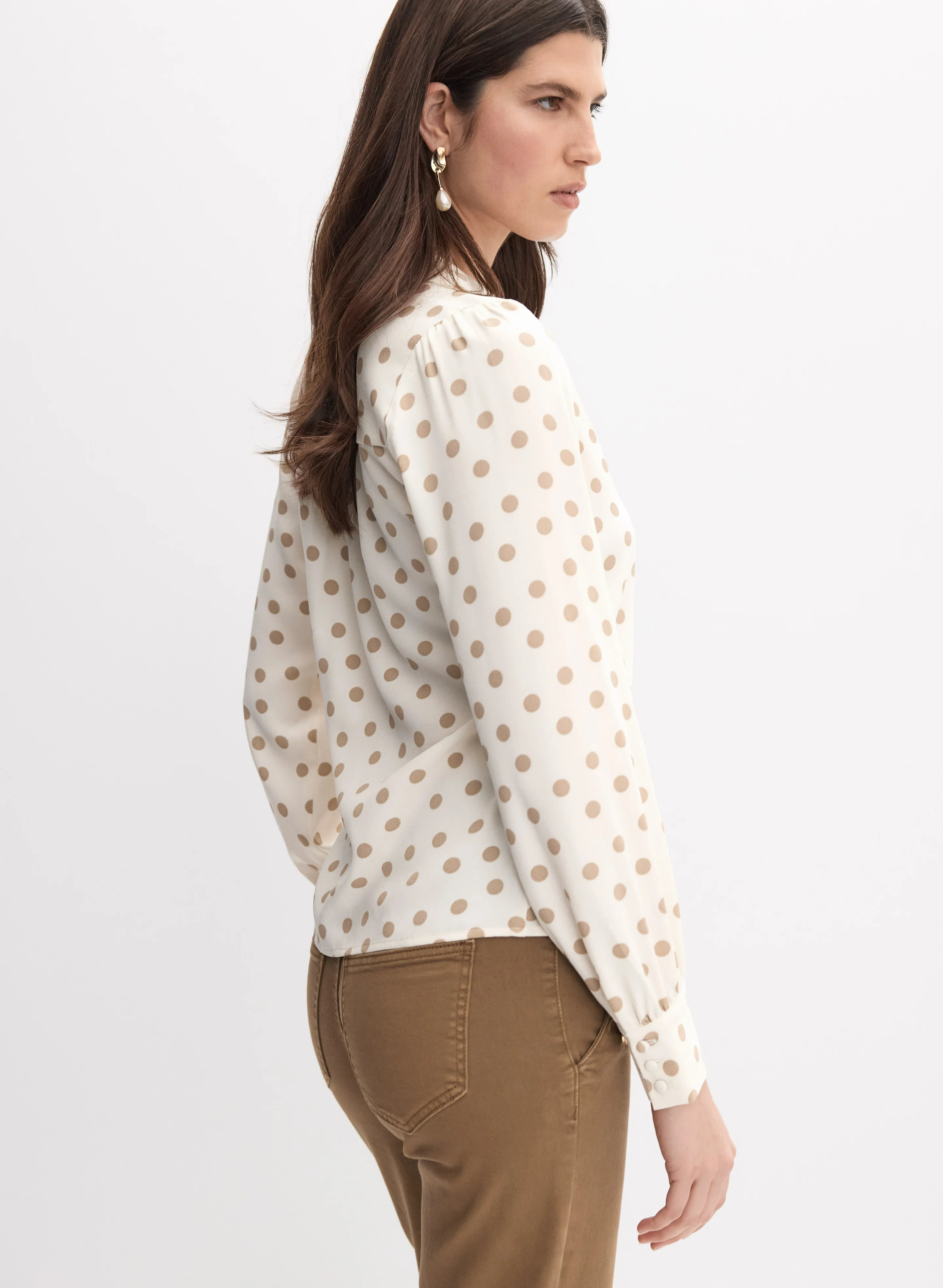 Polka Dot Button-Down Blouse - Image 5