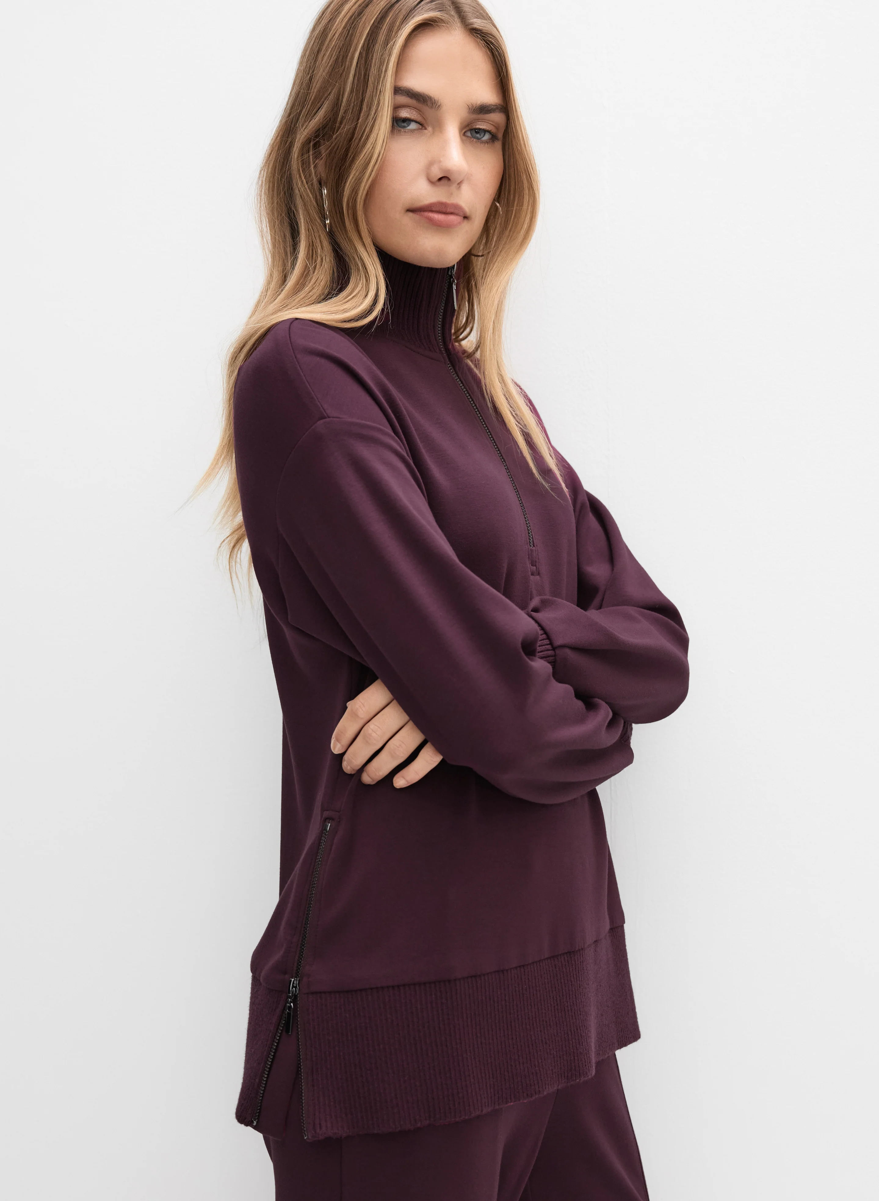 Quarter Zip Funnel Neck Top - Image 5