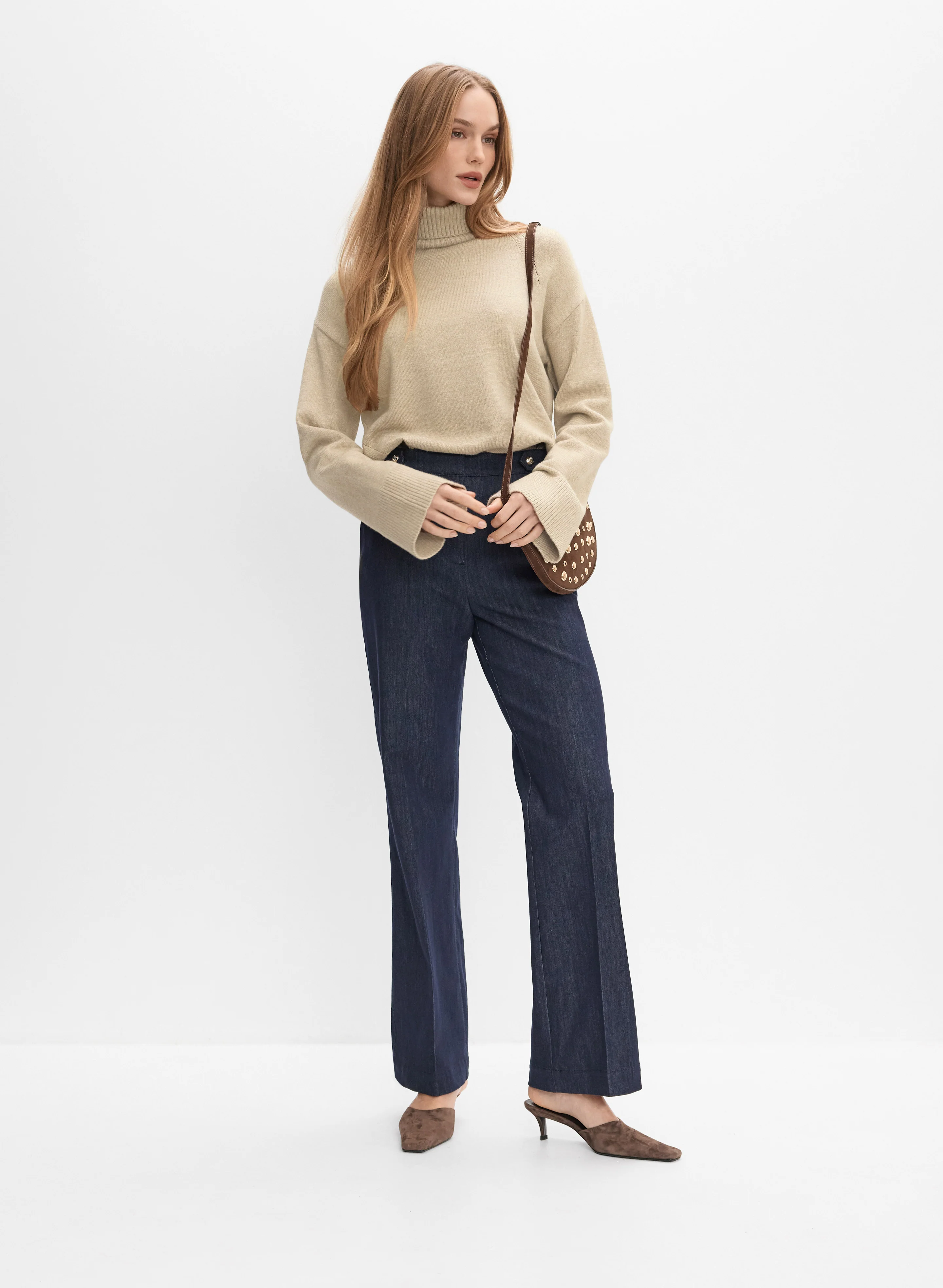 Ribbed Detail Turtleneck Sweater - Image 3