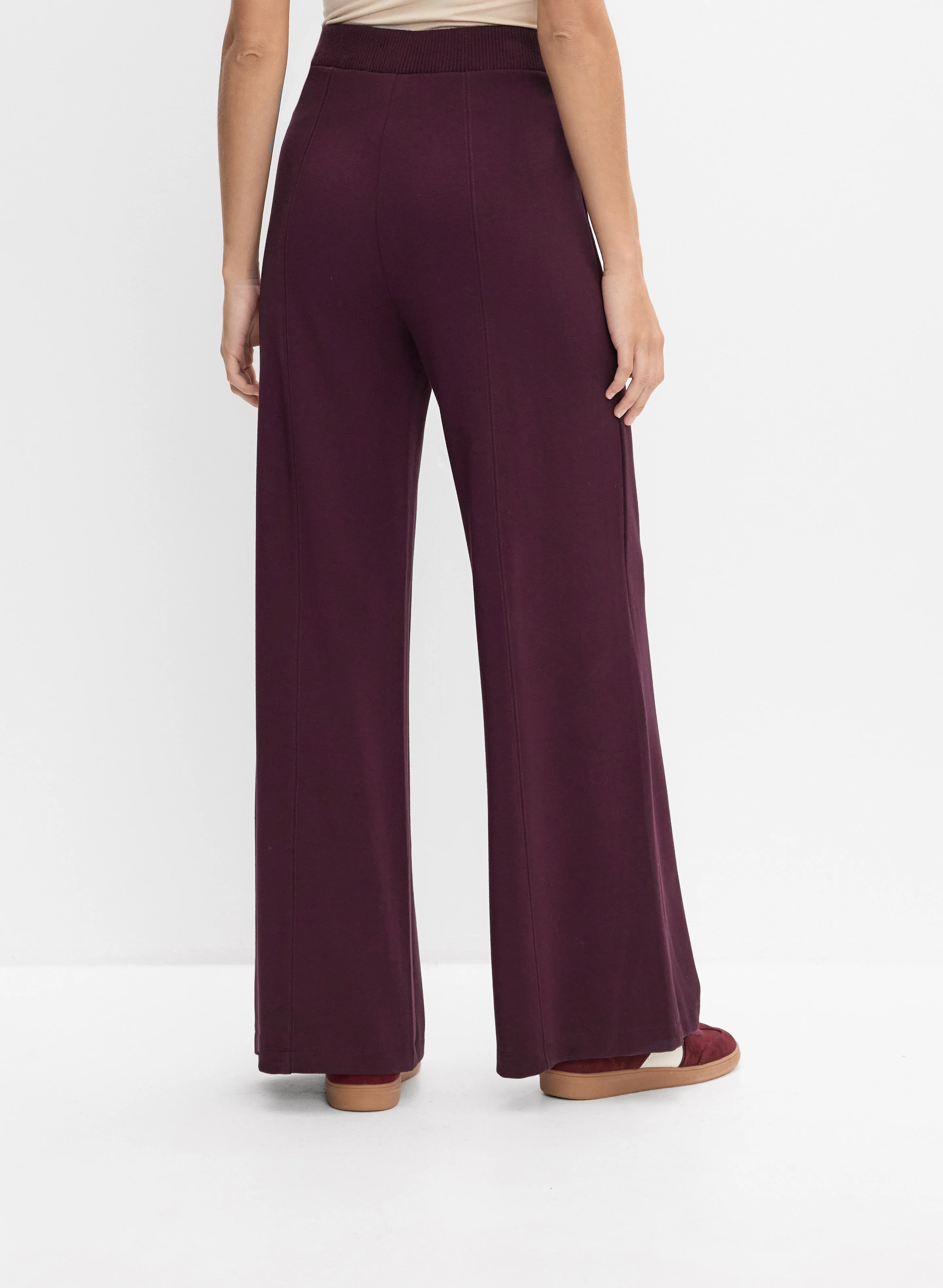 Ribbed Waist Wide-Leg Pants - Image 2