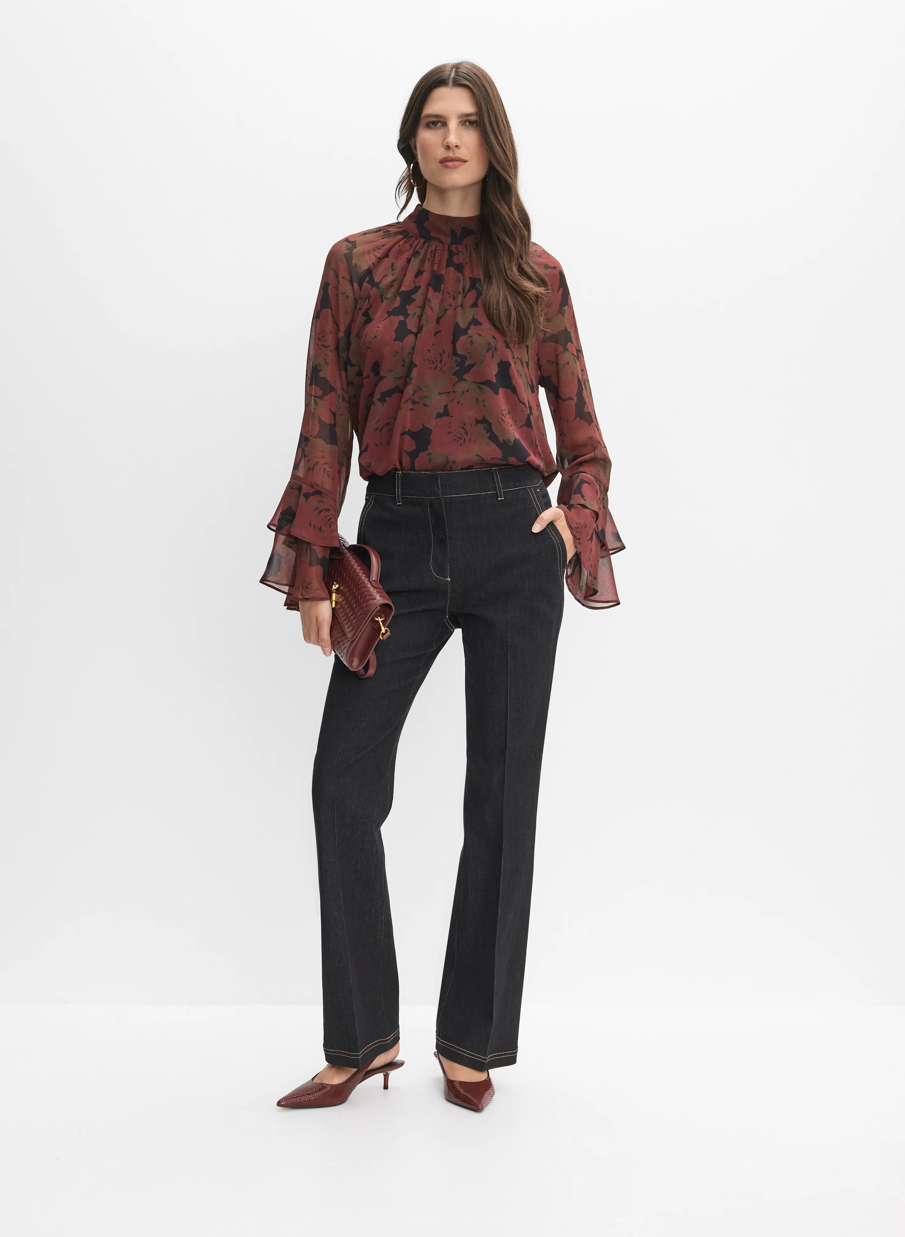 Contrast Stitch Flare-Leg Jeans - Image 3
