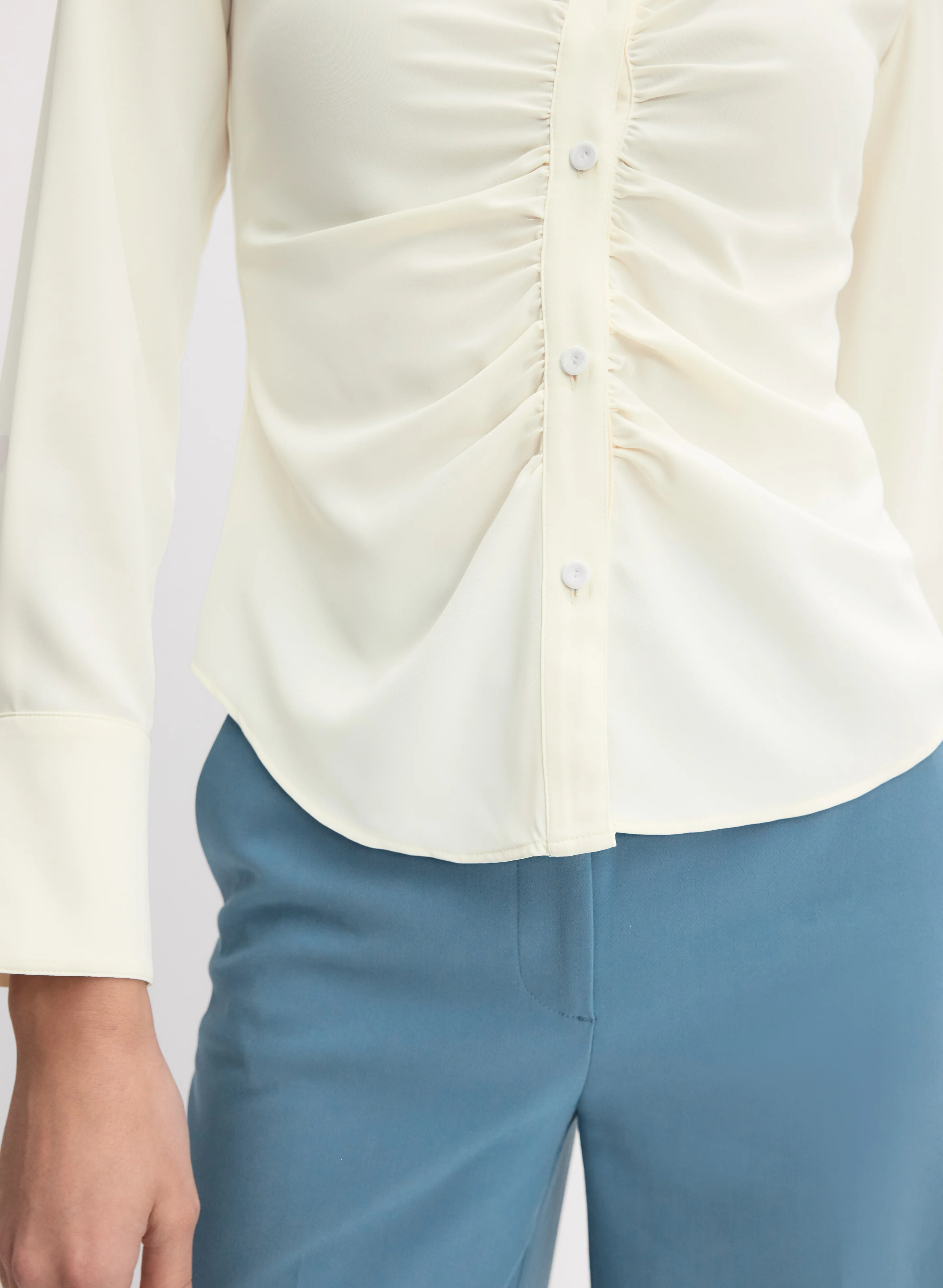 Ruched Button-Down Blouse - Image 4