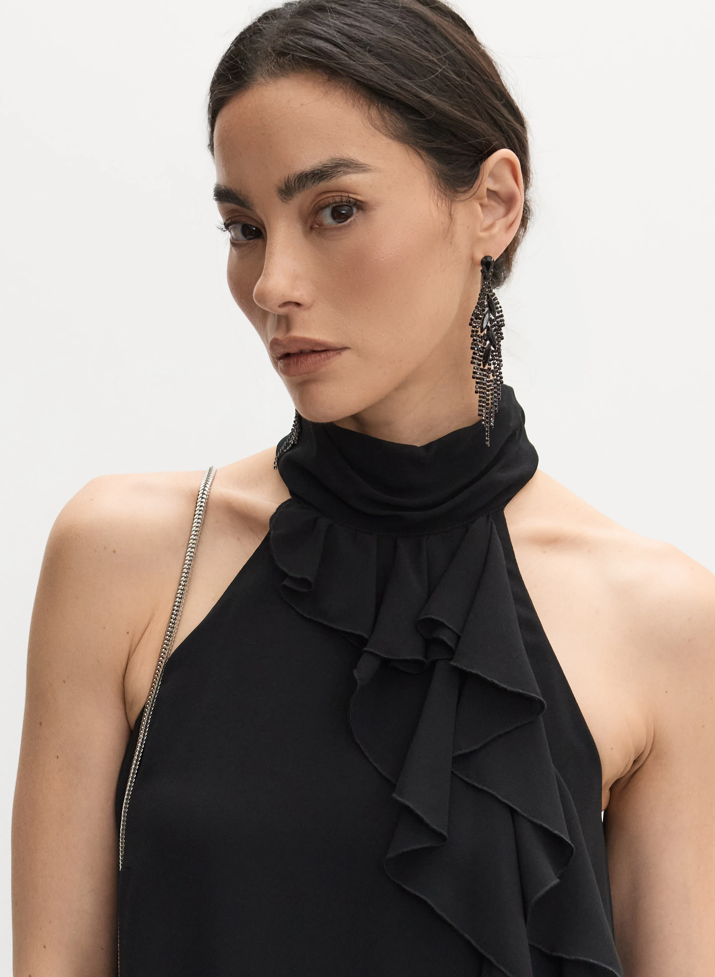 Ruffle Detail High Neck Dress - Image 3