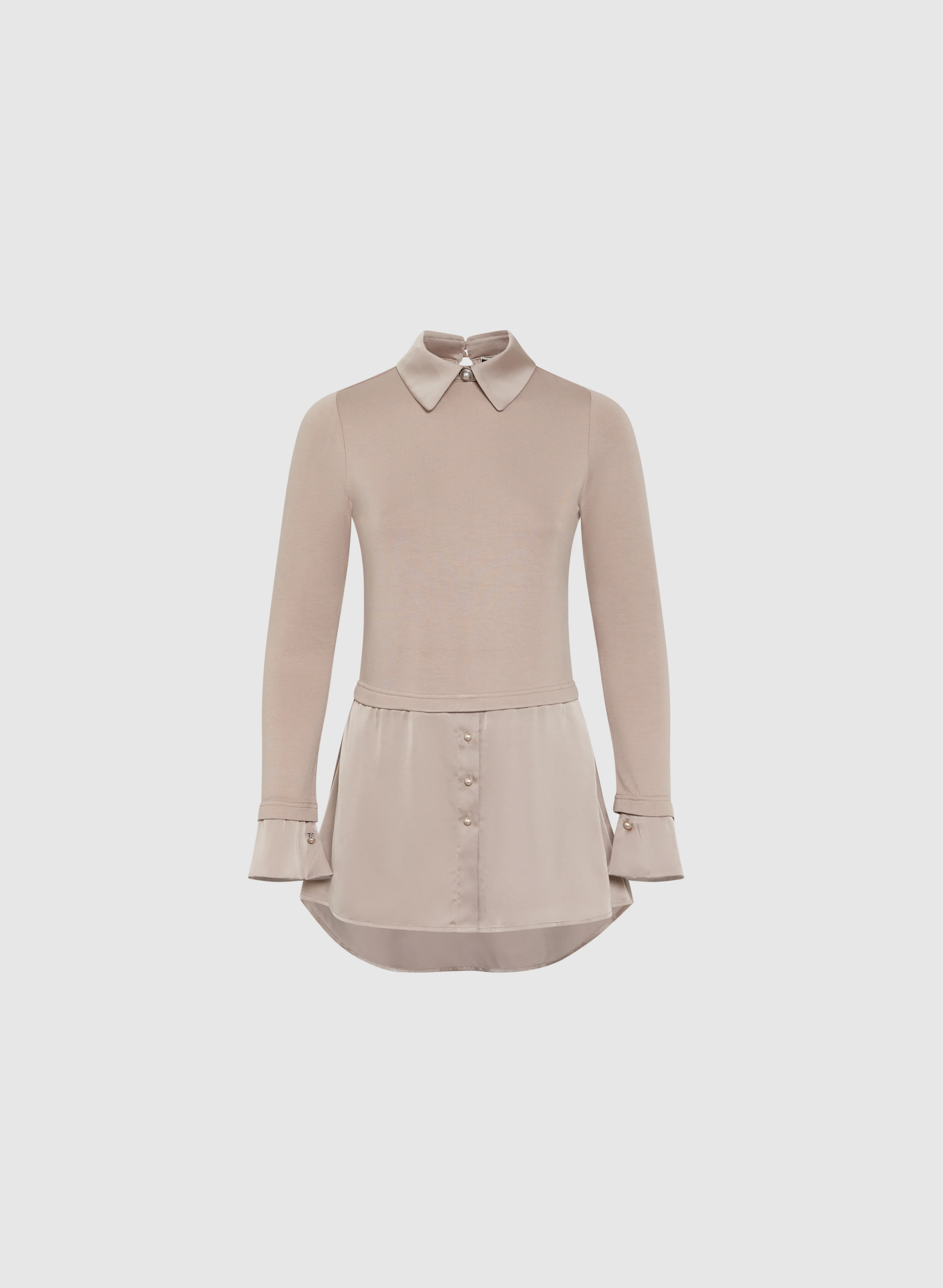 Satin Collar Long Sleeve Fooler Top - Image 6