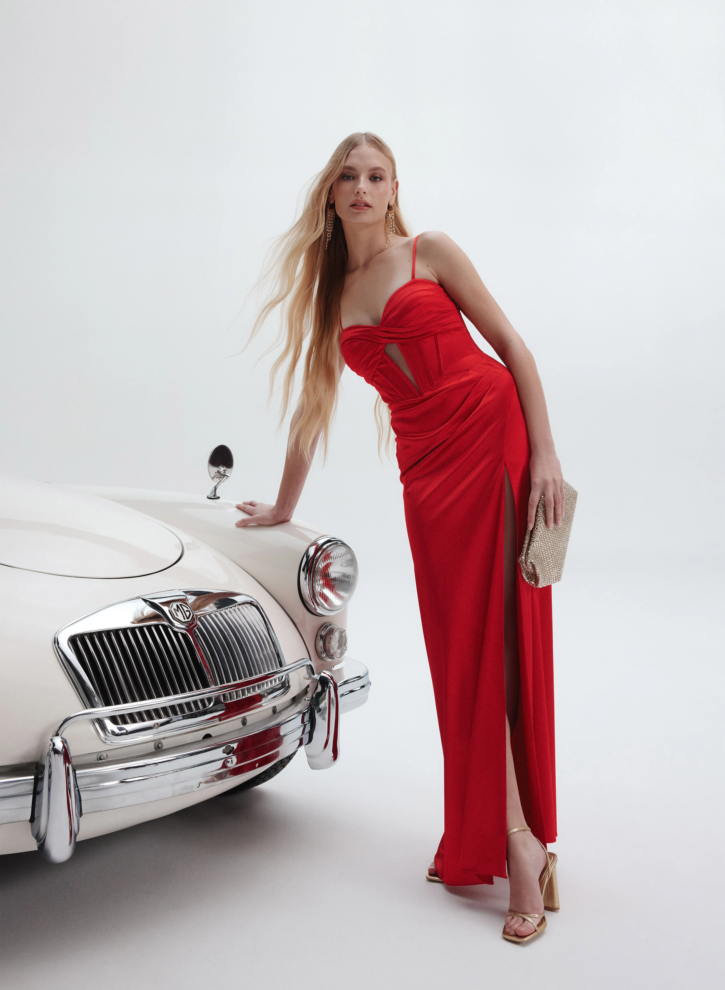 Satin Cut-Out Detail Dress - Image 2