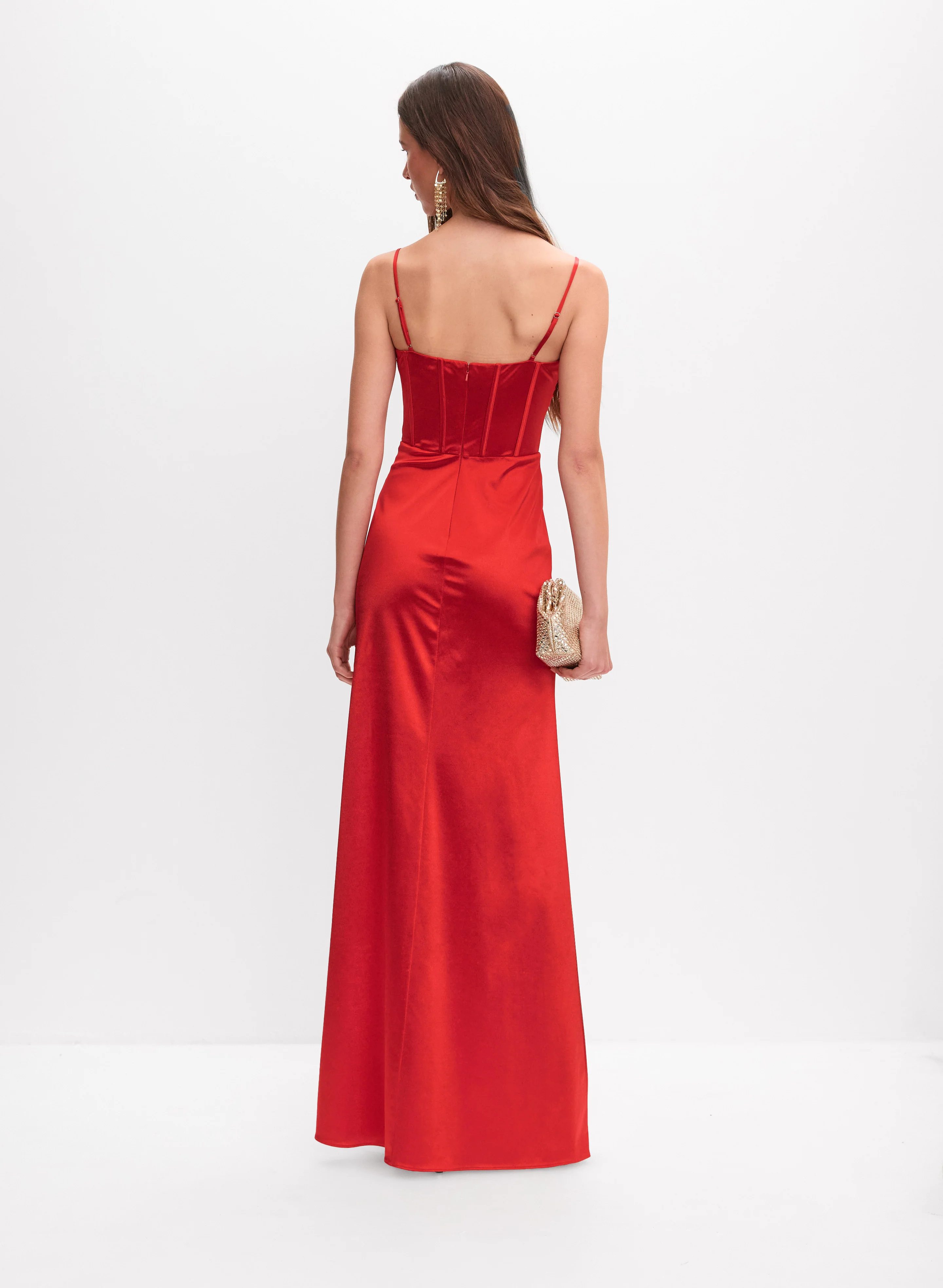 Satin Cut-Out Detail Dress - Image 4