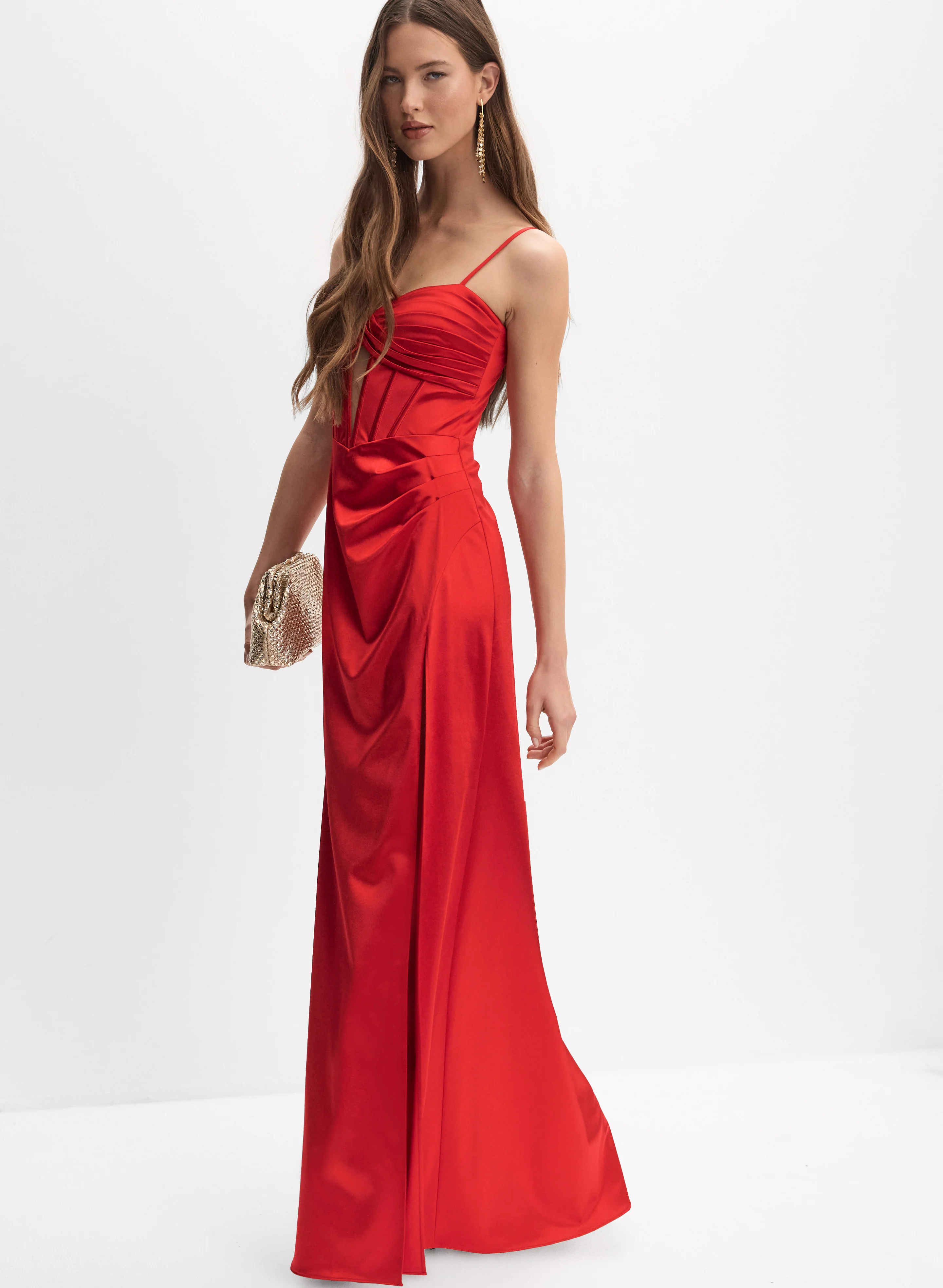 Satin Cut-Out Detail Dress - Image 7