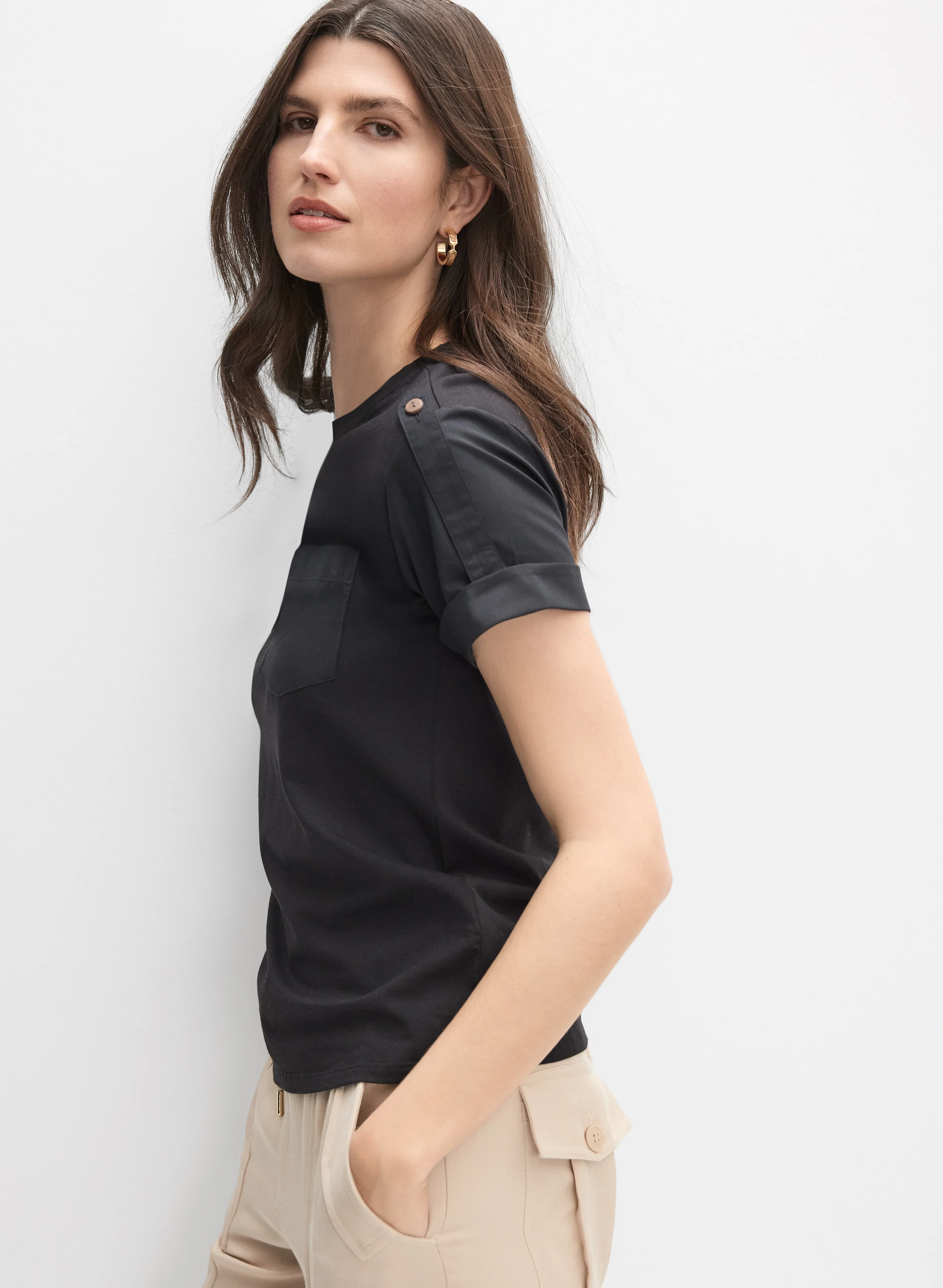Satin Detail T-Shirt - Image 5