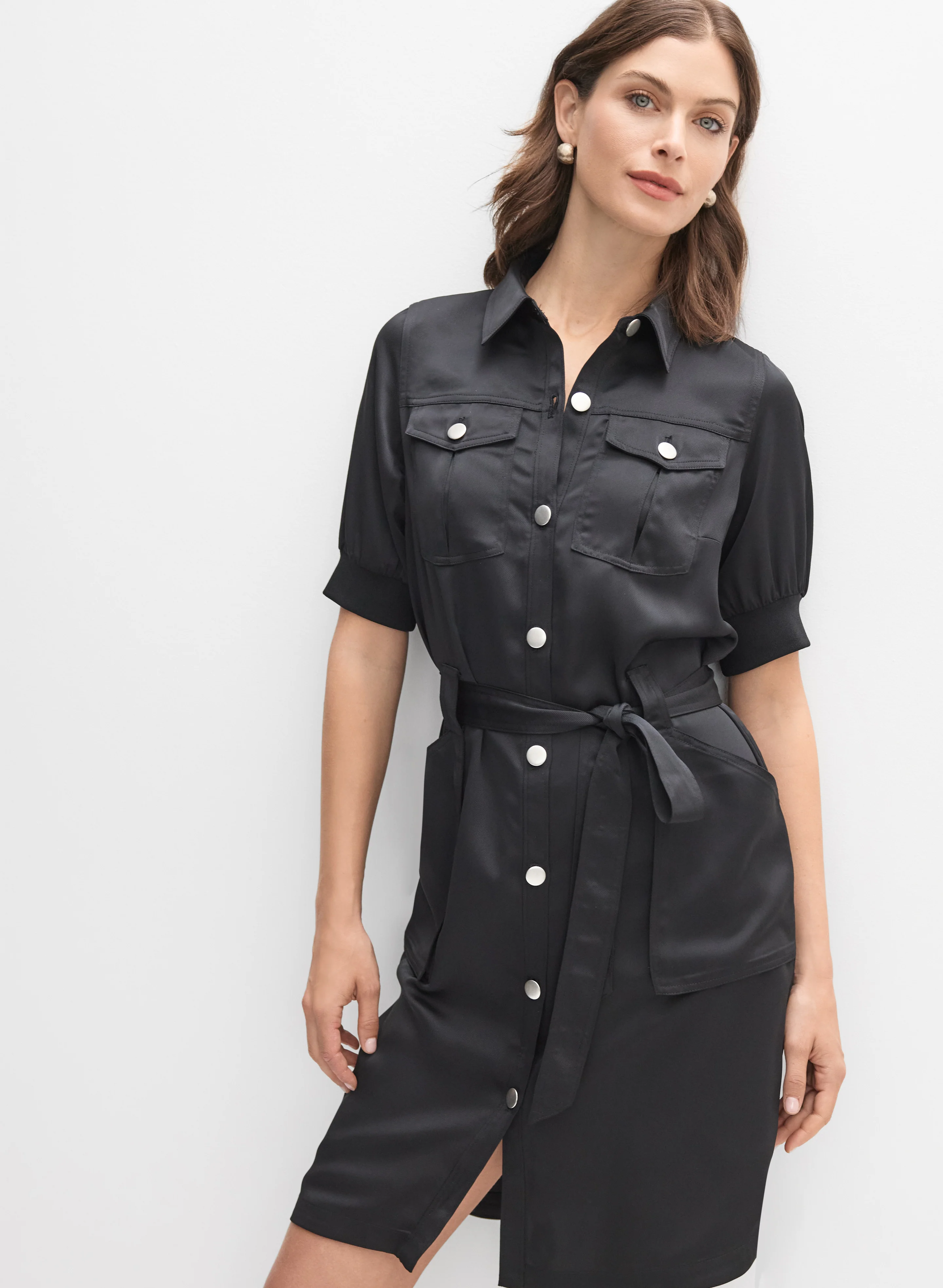 Satin Shirt Dress - Image 7