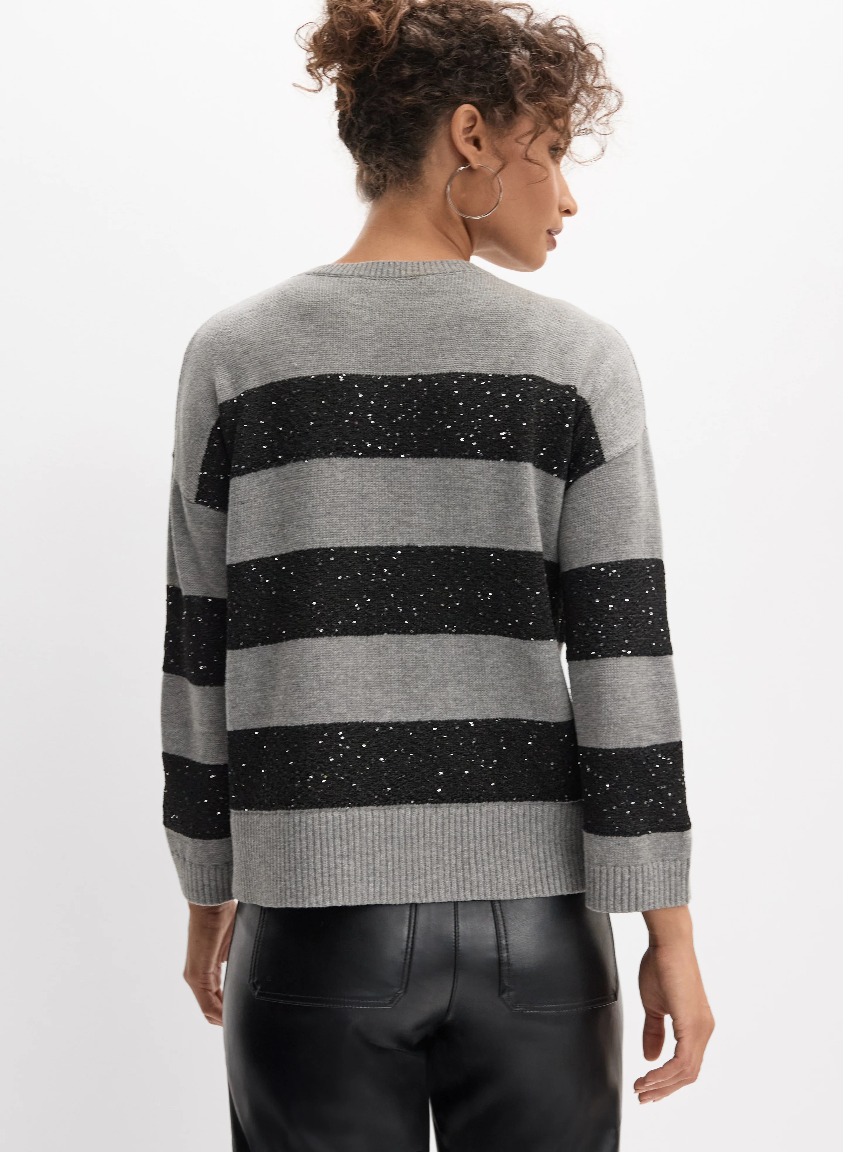Sequin Embellished Striped Sweater - Image 5