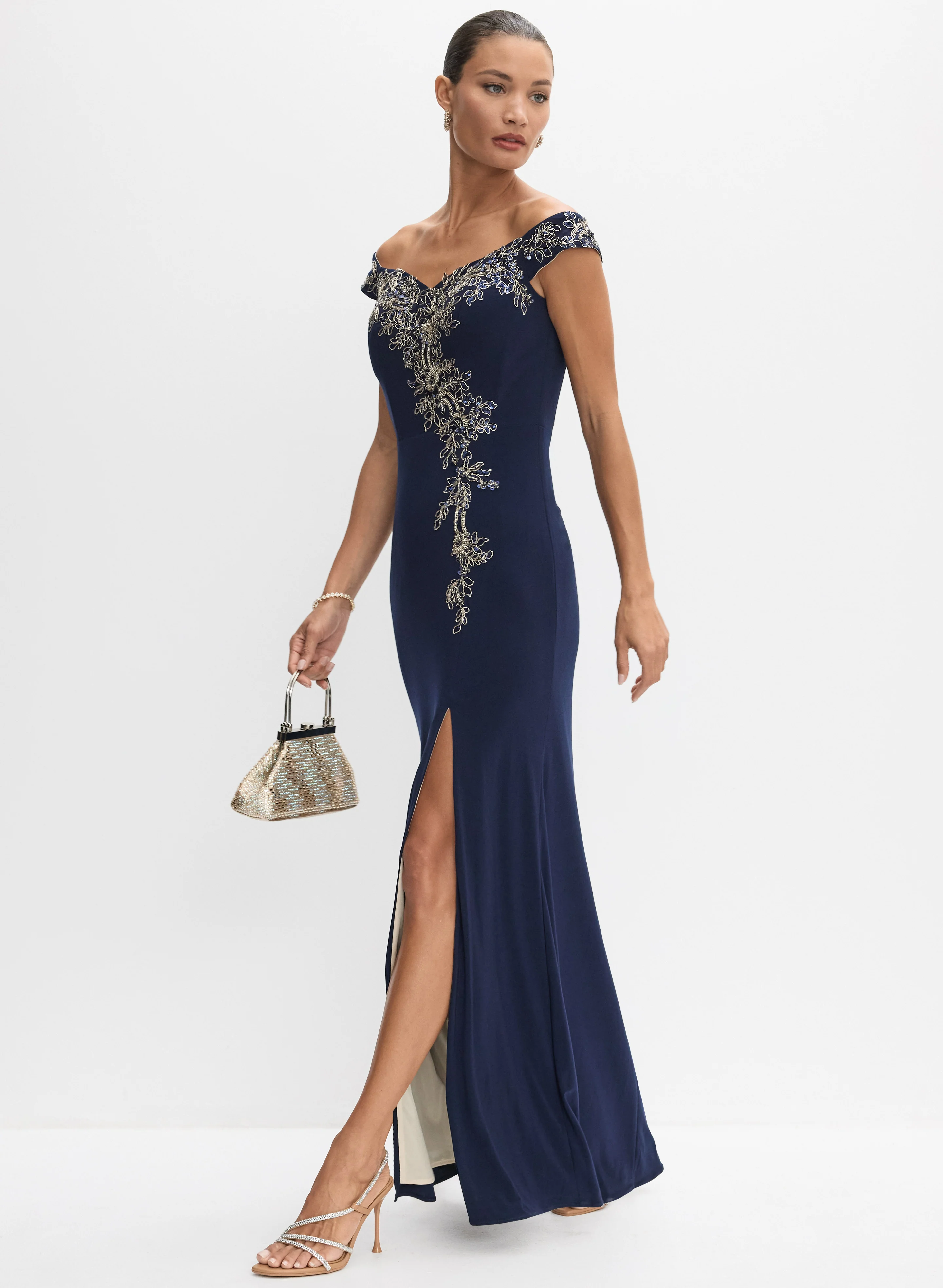 Sequined Cascading Floral Dress - Image 5